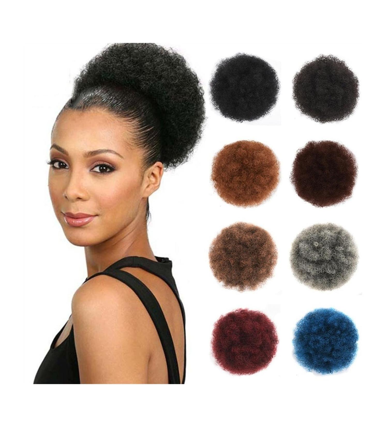Hair Bun Hairpiece for Women Synthetic Hair Short Kinky Curly Bun Hair Pieces Afro Puff Drawstring Ponytail Extension Clip in Hair Extension Hairpieces for Women Hair Chignons(1BT0906) 1 PC 1BT0906 - Buy Online on GoSupps.com