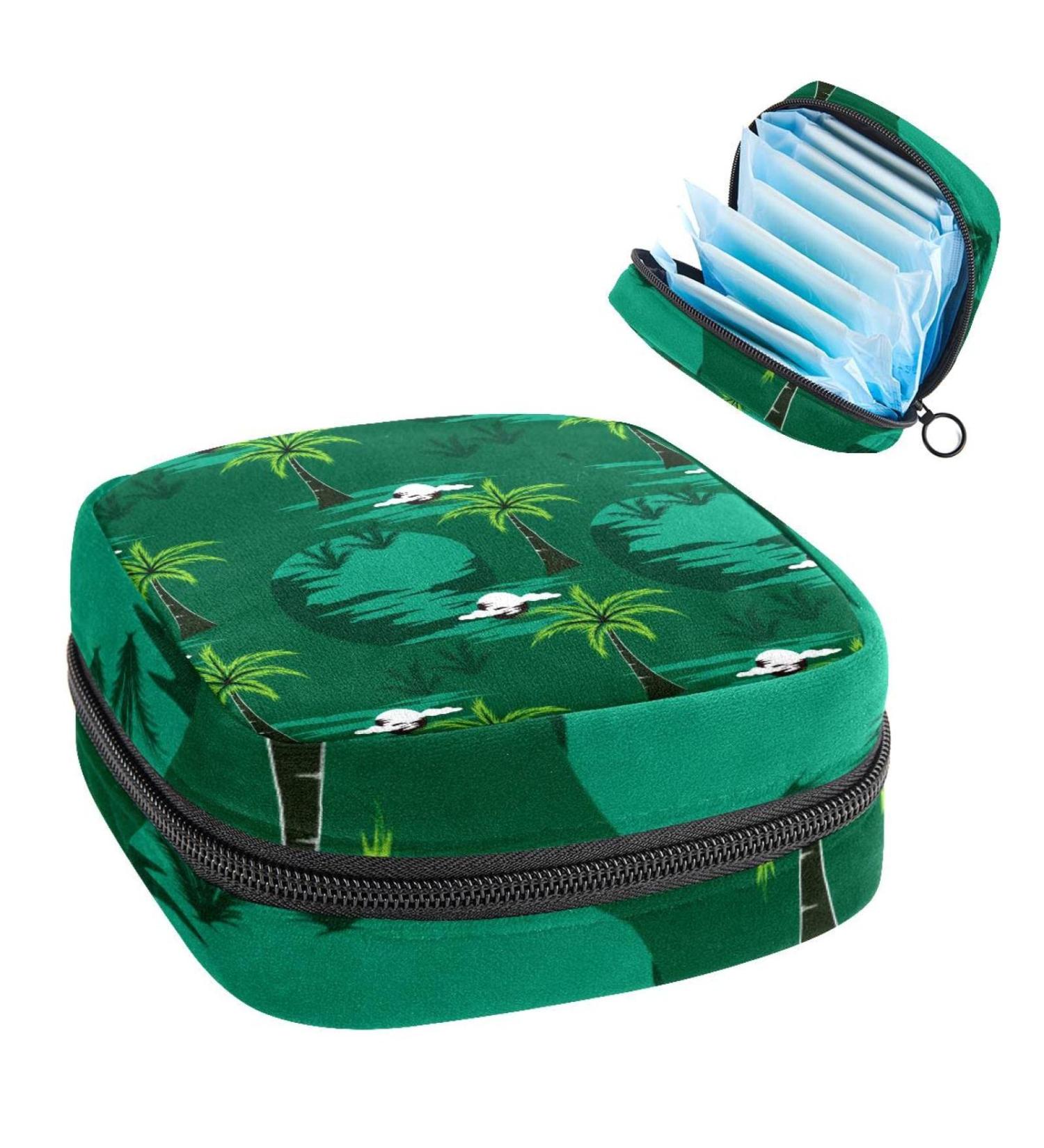 Palm Trees Sanitary Napkin Storage Bag - Portable Period Pouch for Women & Teens - Multi-Colored - 1 Pc - Buy Online on GoSupps.com