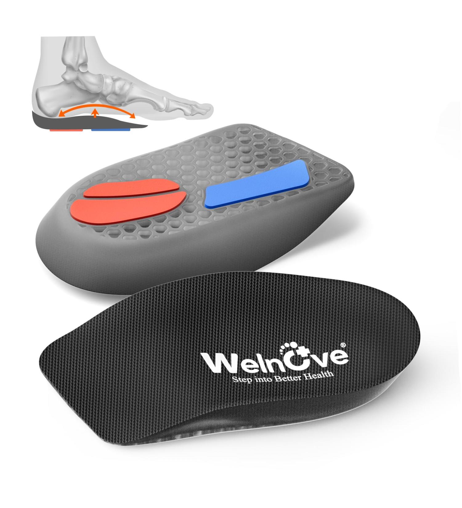 Plantar Fasciitis Inserts for Heel Pain - Welnove Gel Cushions with Arch Support | FSA/HSA Eligible - Heel Support for Women & Men (6.5-10 5-8 - Buy Online on GoSupps.com