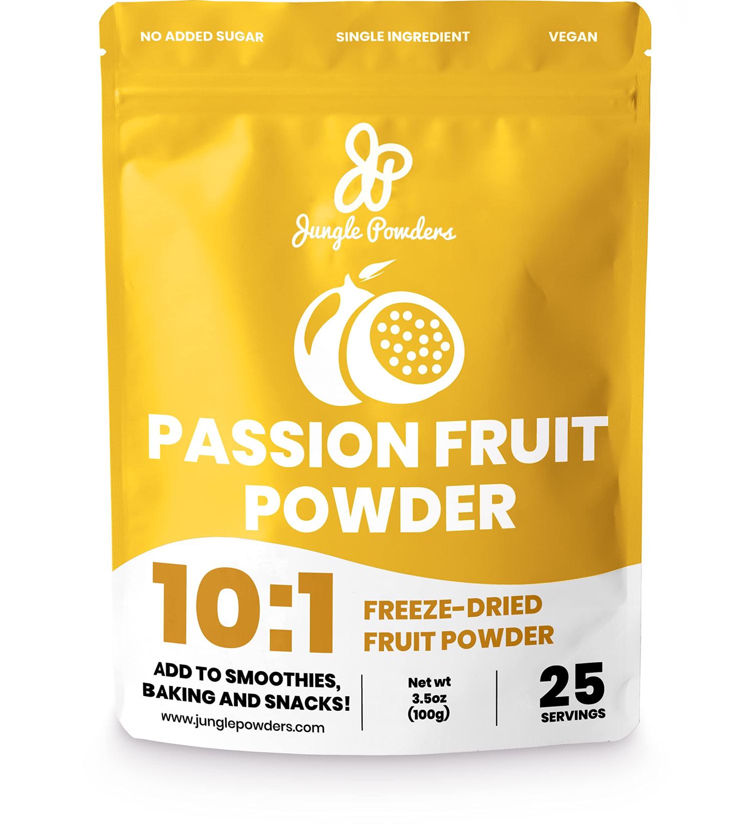 Jungle Powders Passion Fruit Powder 3.5oz - Freeze Dried Natural Unsweetened Superfood Extract - Buy Online on GoSupps.com