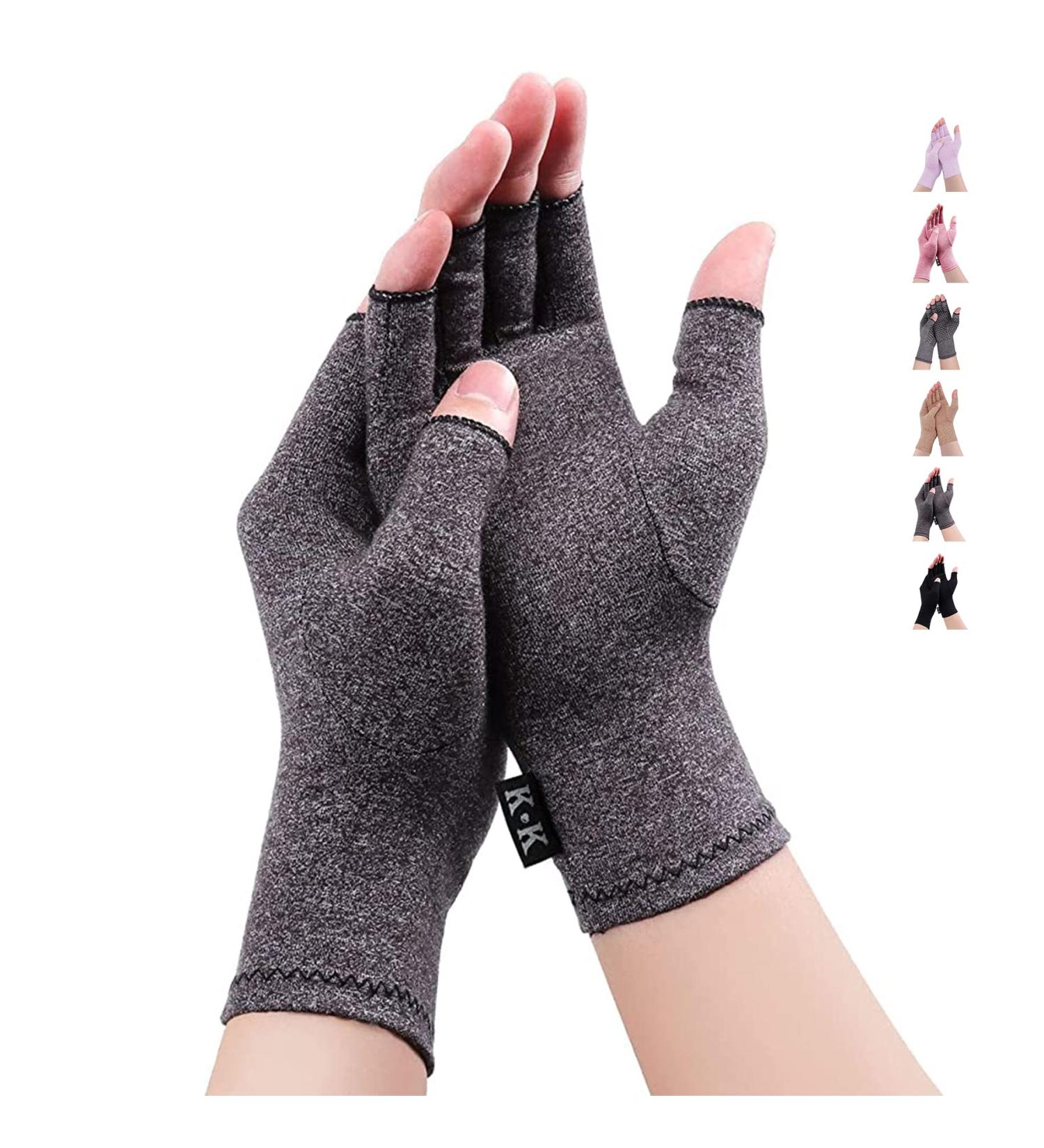 Gebell Rheumatoid Arthritis Gloves - Compression Gloves Fingerless Joint Pain Relief Hand Mitten Warmth Gloves Carpal M Gray a M Gray A