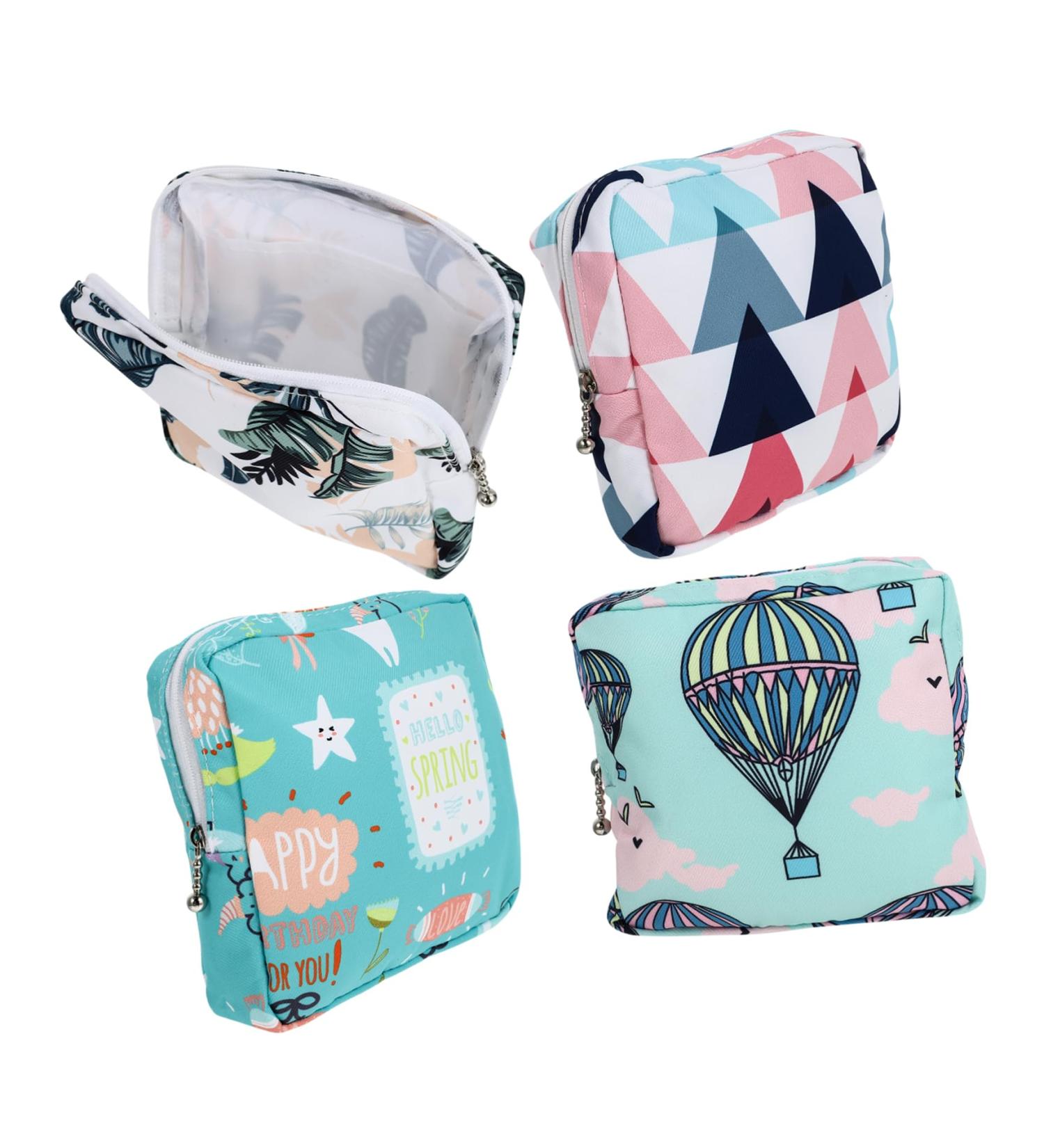 HAPINARY 4pcs Sanitary Napkin Storage Bags - Travel Makeup Organizer, Coin Purse, Cotton Nursing Pad Pouch | Women's Care Kit - Buy Online on GoSupps.com