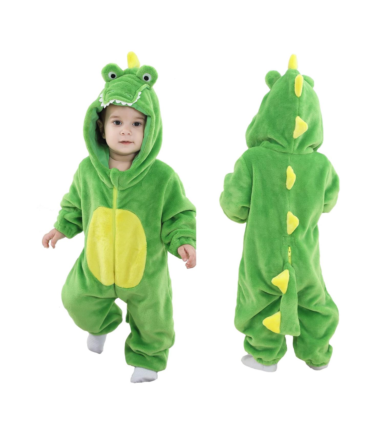 Doladola Unisex Kid's Crocodile Costume 24-30 Months - Flannel Animal Hooded Romper Jumpsuit - Buy Online on GoSupps.com