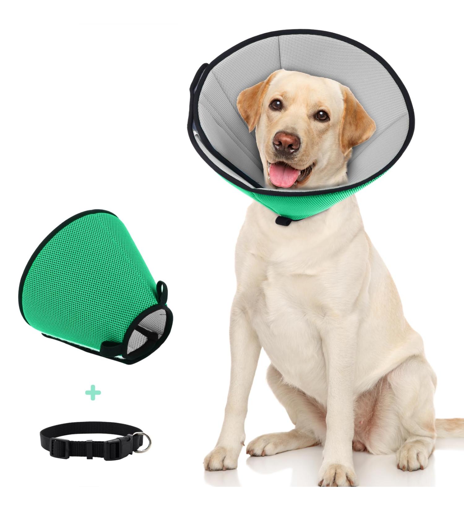 Supet Dog Leak Protection Soft Adjustable Collar - Breathable Elizabethan Neck Band | XL 35-40cm - Eco-Friendly Lime Green - Buy Online on GoSupps.com