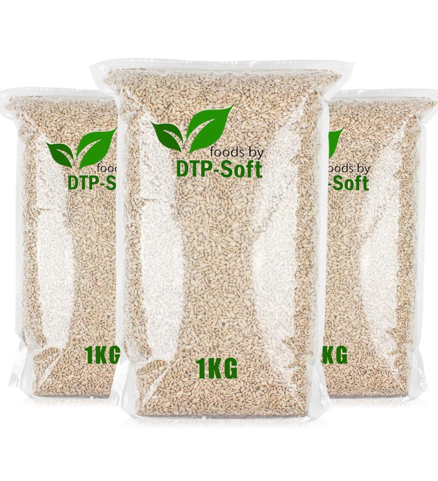 Premium 3kg Unsalted Peeled Sunflower Seeds for Human Consumption - Food Quality | Dypack (3 x 1kg) - Buy Online on GoSupps.com