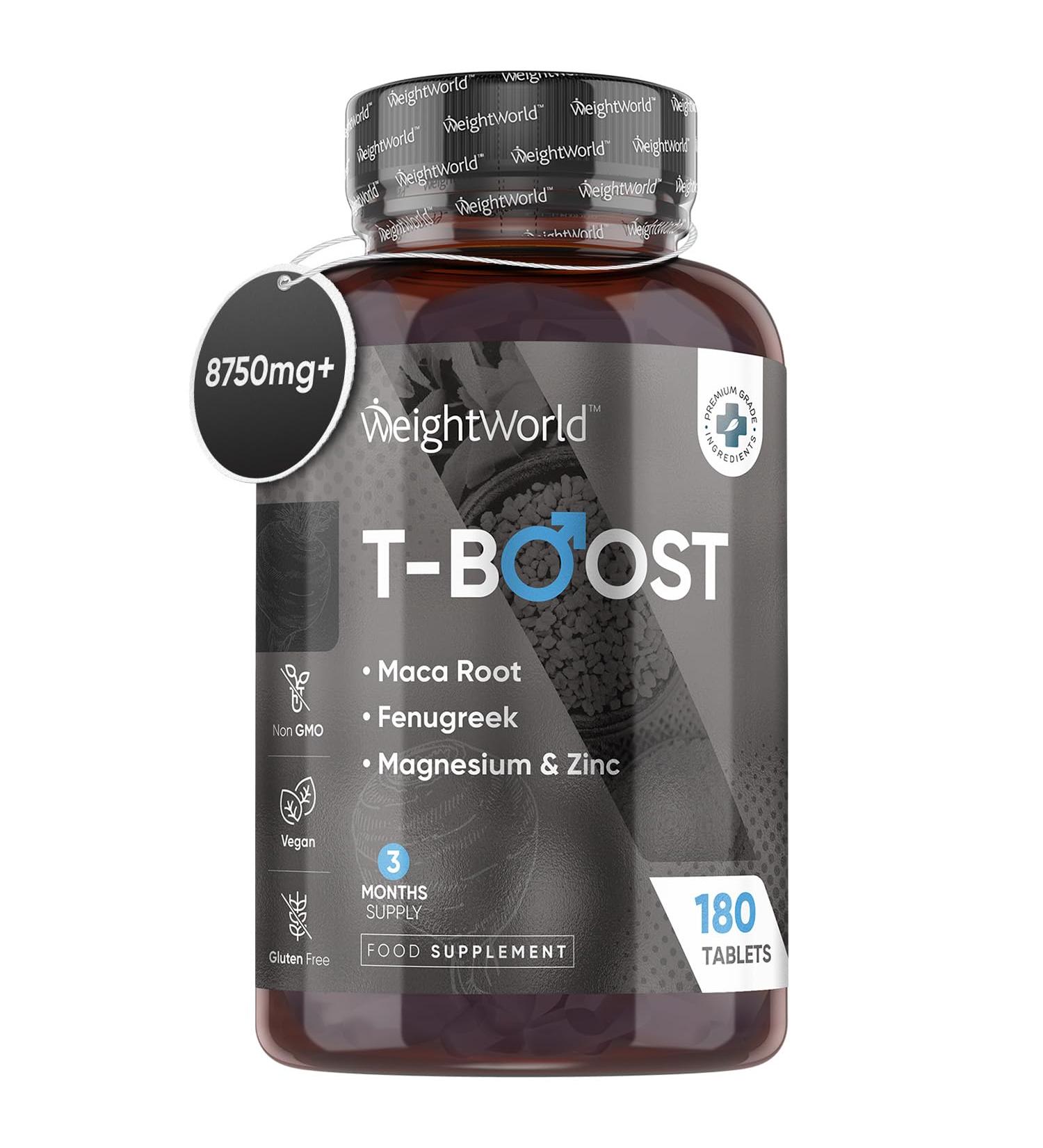 Testosterone Supplements for Men - 180 Vegan Tablets - 3 Months Supply - Energy, Performance & Muscle Growth - With Maca, Fenugreek, Zinc, Magnesium, Vitamin D & D-Aspartic - Buy Online on GoSupps.com