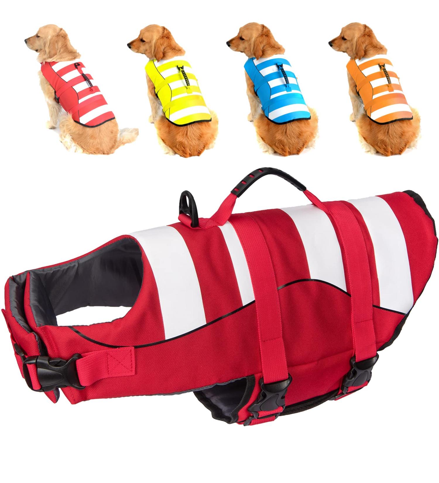 Fragralley Medium Dog Life Jacket in Bright Red | Swimming Safety Vest with Rescue Handle and High Visibility | Superior Buoyancy for Summer Adventures - Buy Online on GoSupps.com