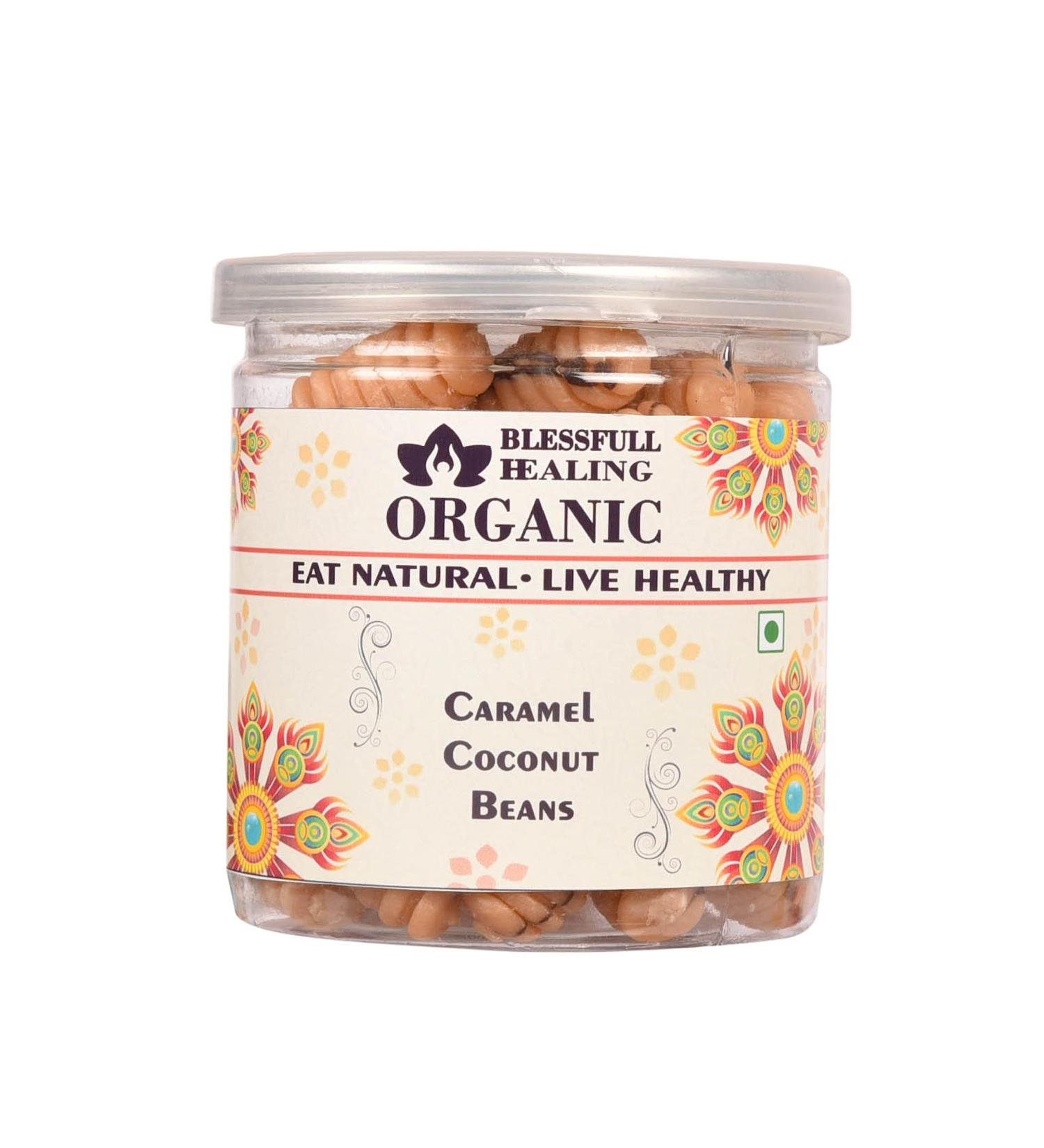 Blessfull Healing Organic Caramel Coconut Beans 300 Gram Airtight Container (Packing May Vary)