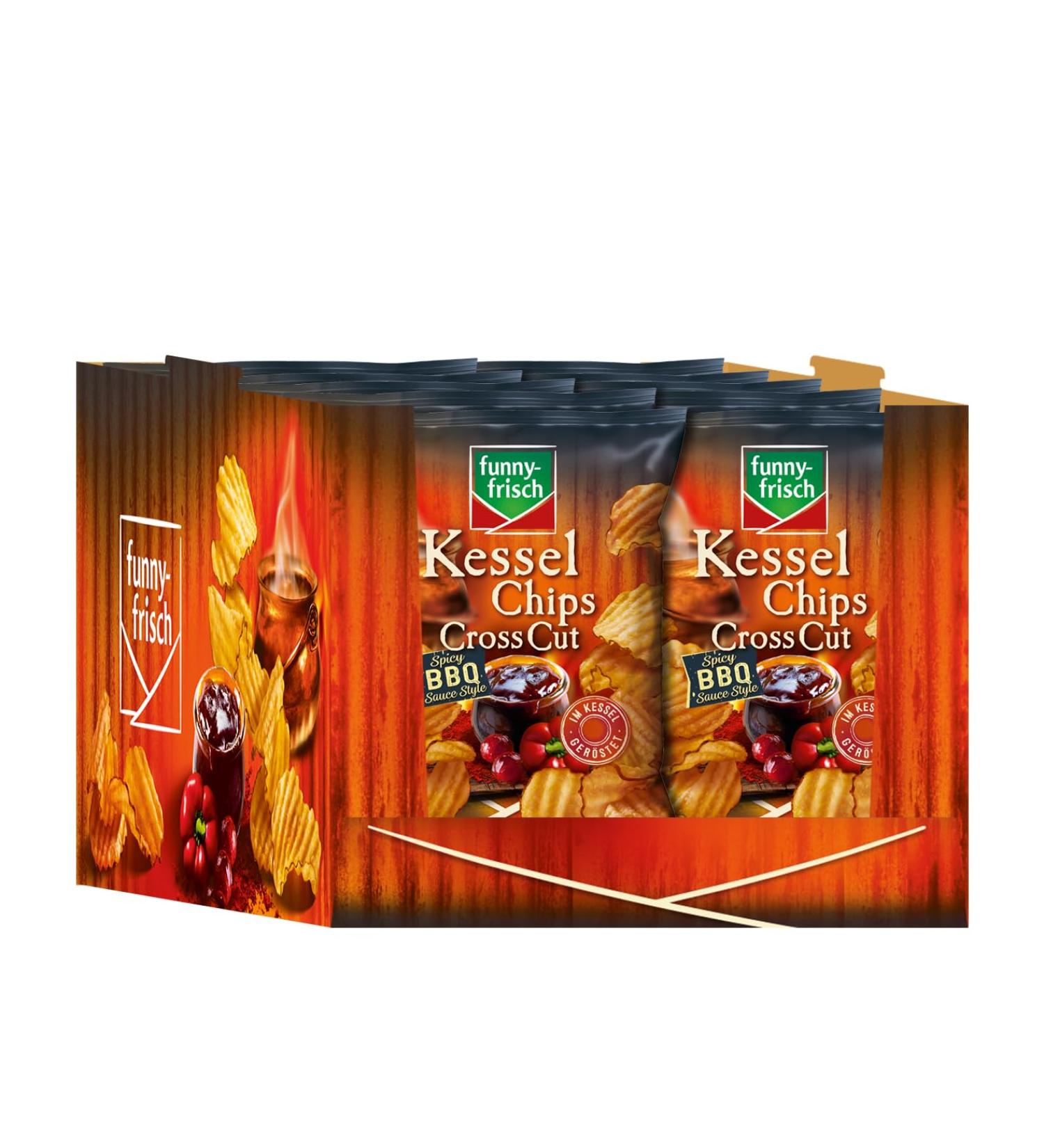 funny-frisch Kessel Chips Cross Cut Spicy BBQ Sauce Style pack of 10 (10 x 120 g)