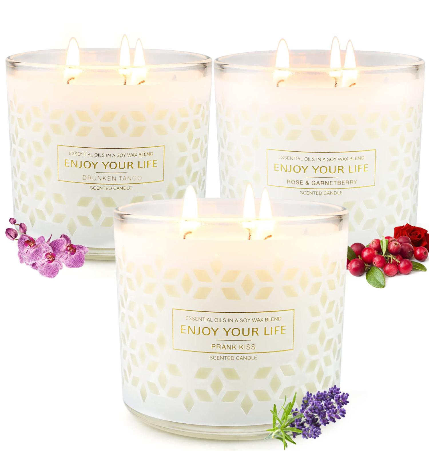 Scented 3 Wick Large Jar Soy Candle Set - Lavender, Berries, Orange Blossom Aromatherapy Gift - 14.5oz Bath and Body Works Candles - Buy Online on GoSupps.com