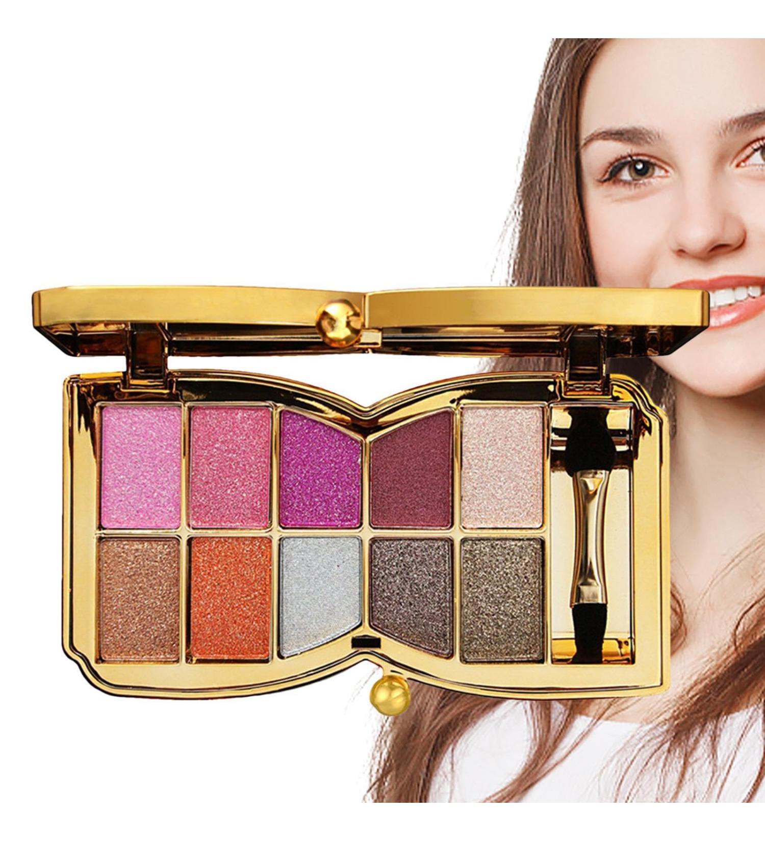 10 Colors Glitter Eyeshadow Pallet Shimmer Colorful Eyeshadow Palette Makeup Diamond Bright Makeup Shimmery Highly Pigmented Waterproof Long-lasting Sweatproof Practice Make Up - Buy Online on GoSupps.com