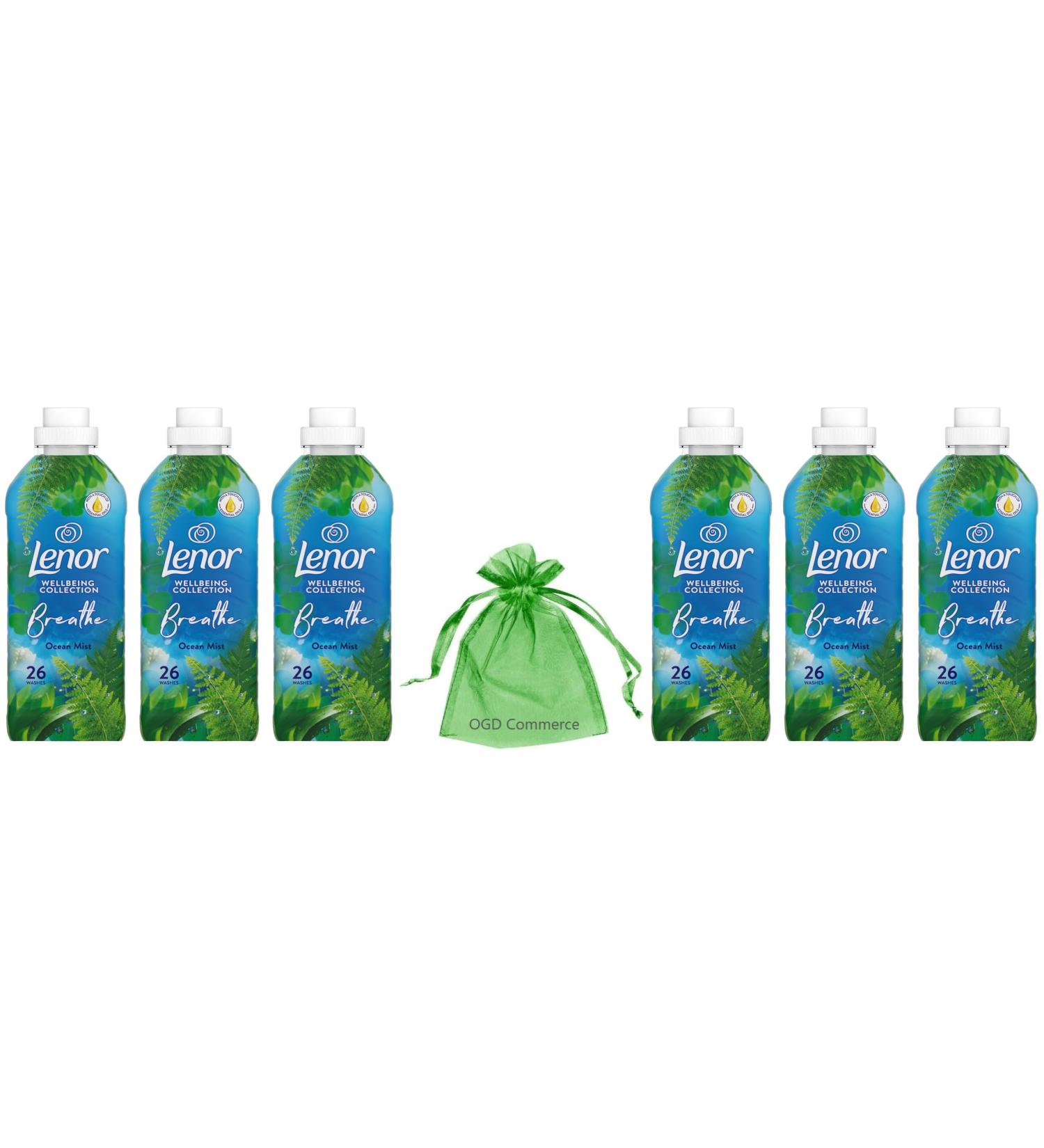 Lenor Fabric Conditioner 26 Washes 858ml Wellbeing Collection Ocean Mist Scent Case of 6 pieces + for You: Organza Small Bag - Buy Online on GoSupps.com
