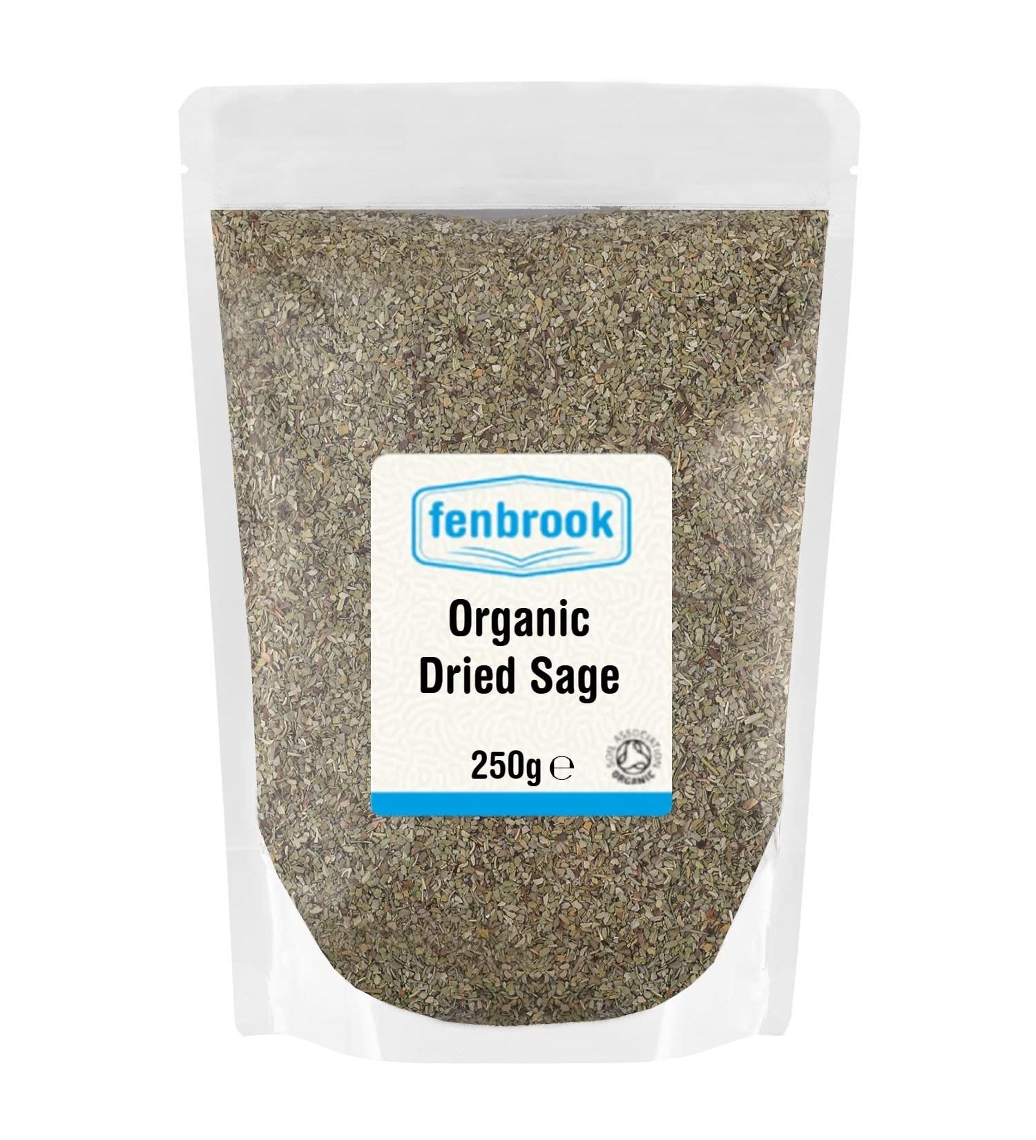 Certified Organic 250g Dried Sage by Fenbrook Organic - Premium Quality Sage Leaves - Buy Online on GoSupps.com
