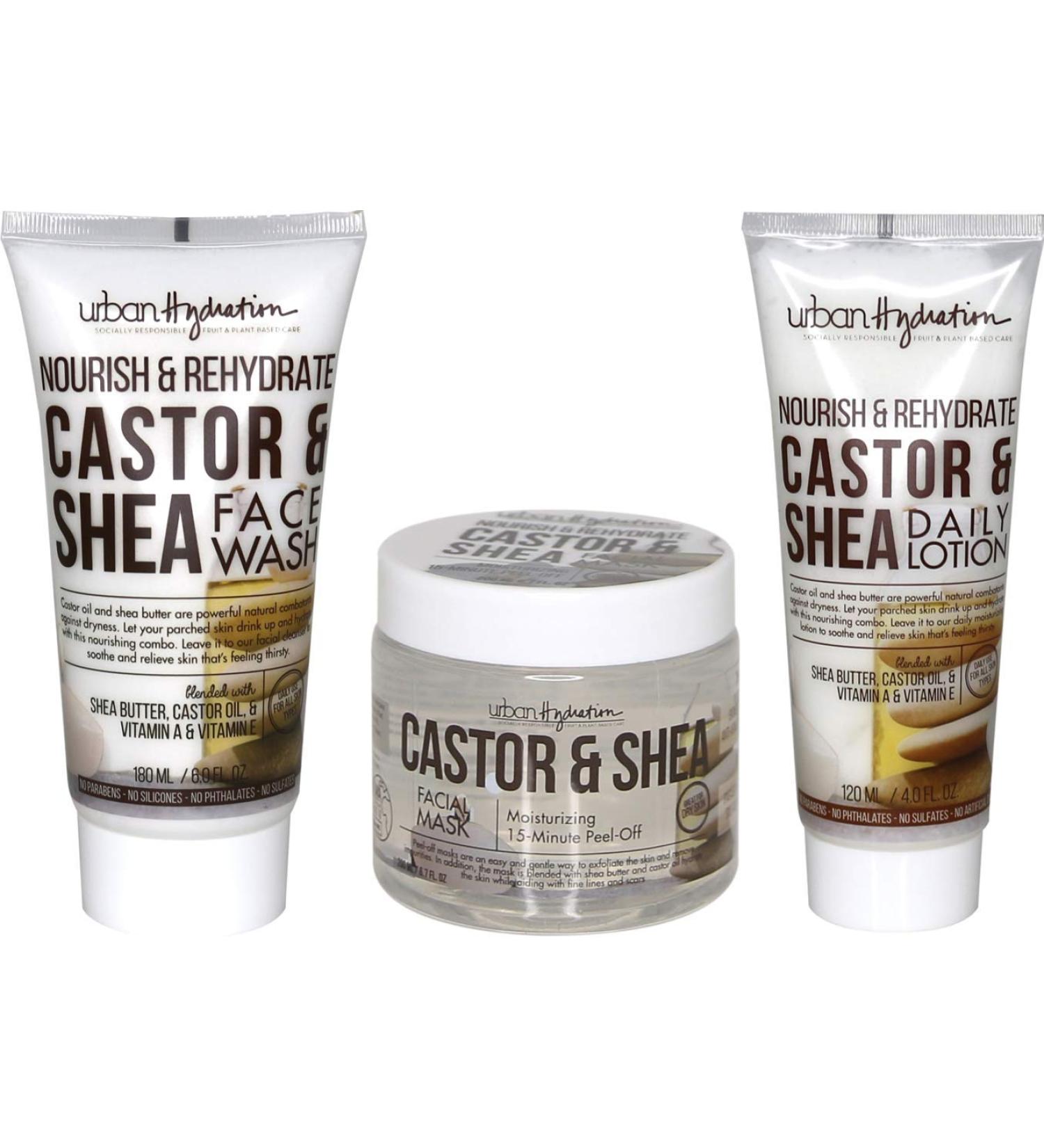 Urban Hydration Castor and Shea Cleanser Set | Hydrating Face Lotion & Facial Mask | Anti-Aging Benefits for All Skin Types | Glowing, Smooth Skin - Buy Online on GoSupps.com