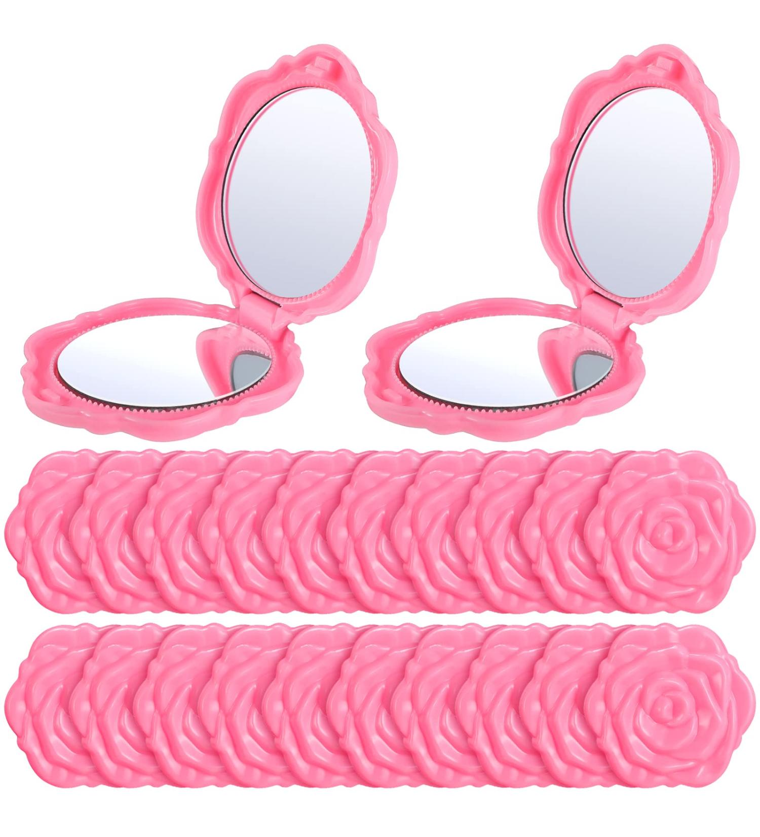 Yulejo 20 Pack Pink Rose Compact Mirrors - Portable Mini Travel Makeup Mirror for Bridesmaids, Women, Girls - Handheld Wedding Party Gift - Buy Online on GoSupps.com