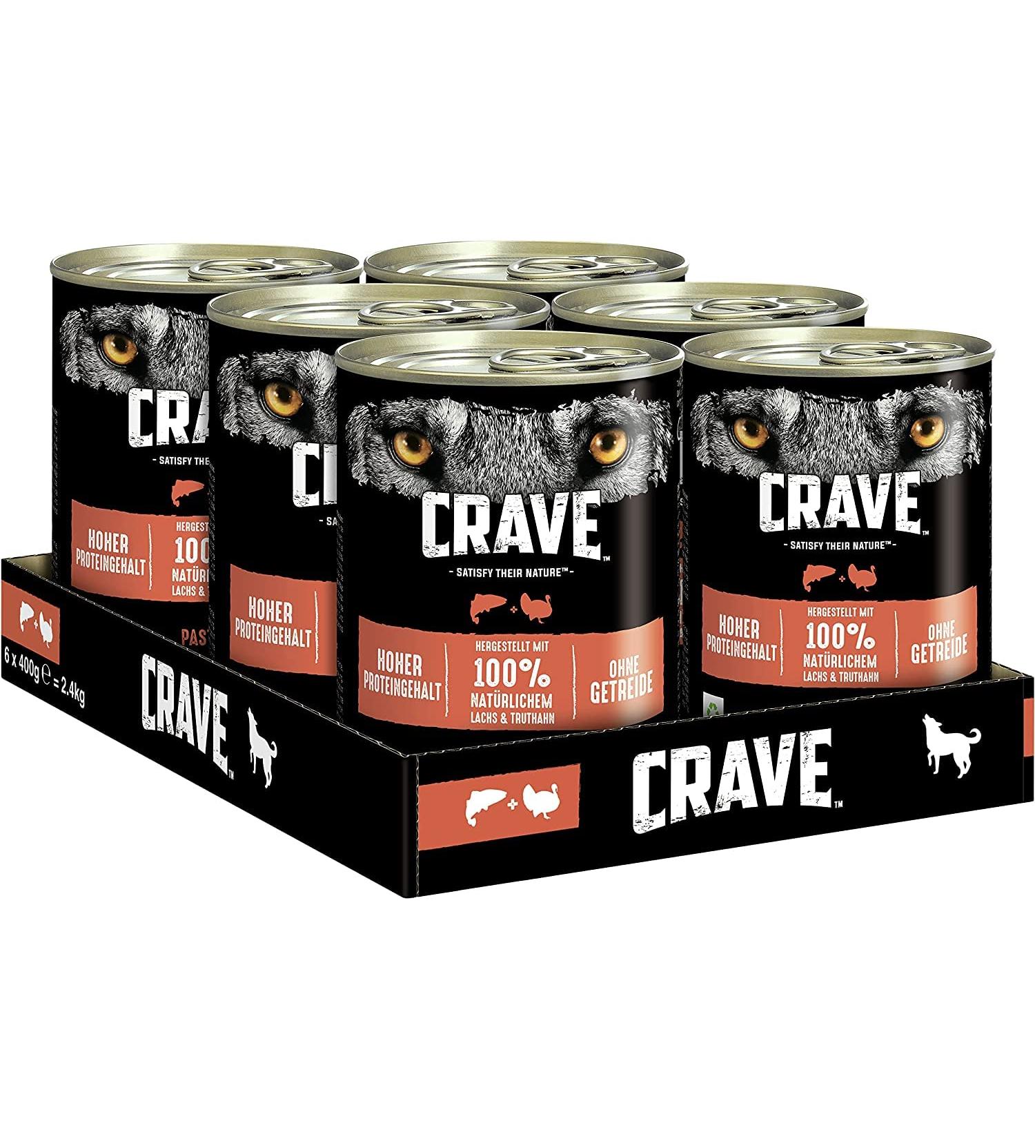 Premium Crave Adult Dog Food - Salmon & Turkey Wet Pate 6 Cans (6x400g) - High Protein Grain-Free All-Natural - Buy Online on GoSupps.com