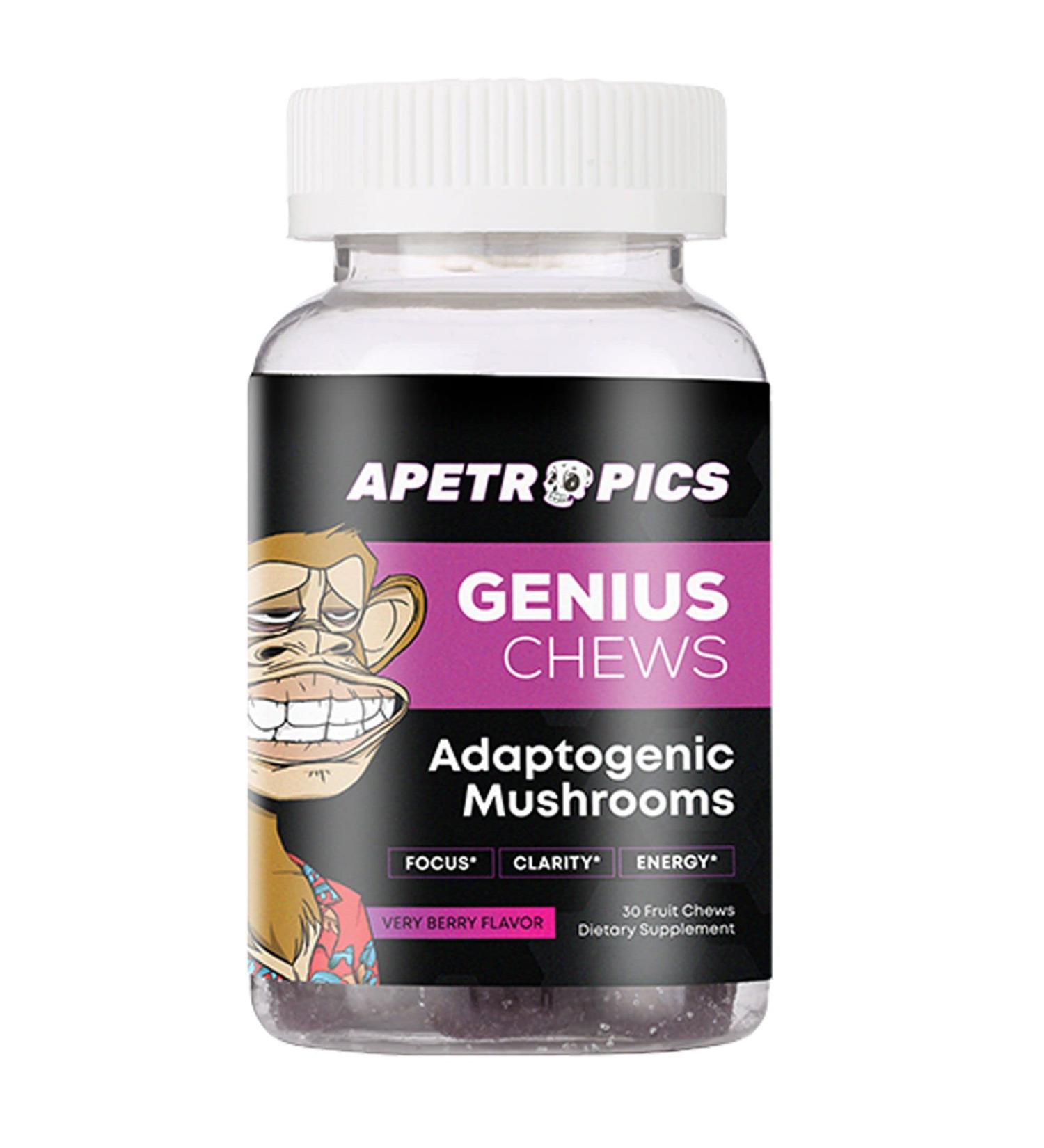 Apetropics Genius Chews - Nootropic Brain Gummies with Mushrooms - Very Berry Flavor - 30 Fruit Chews (Pack of 1) - Buy Online on GoSupps.com