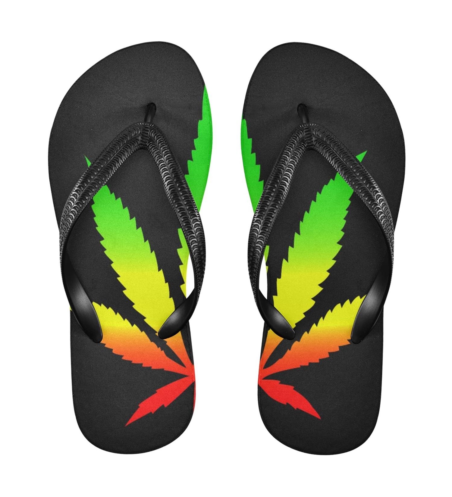 Buy Mnsruu Marijuana Leaf Flip Flops | Stylish Sandals for Men & Women | Perfect for Travel & Spa - Buy Online on GoSupps.com