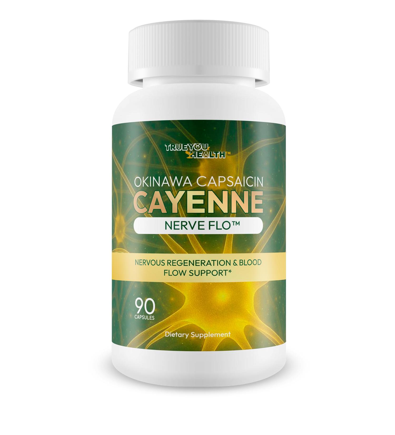 Okinawa Capsaicin Cayenne Nerve Flo - Our Best Neuropathy Memory & Pressure Supplement - Nervous System Support Cayenne Pepper Supplement - Okinawa Capsaicin For Neuropathy And Healthy Nerve Flow - Buy Online on GoSupps.com