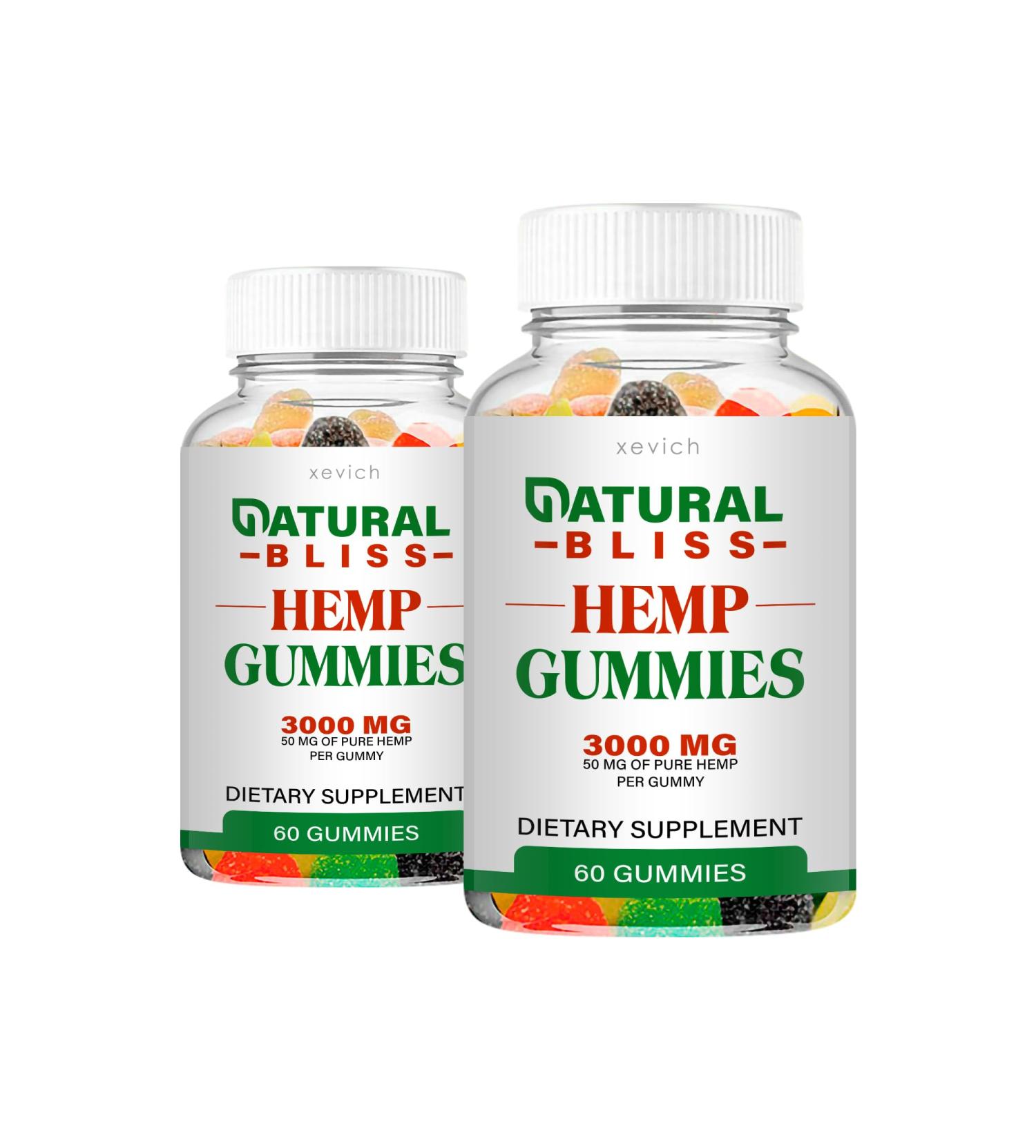 Natural Bliss - Natural Bliss Hemp Gummies (2 Pack 120 Gummies) 60 Count (Pack of 2)