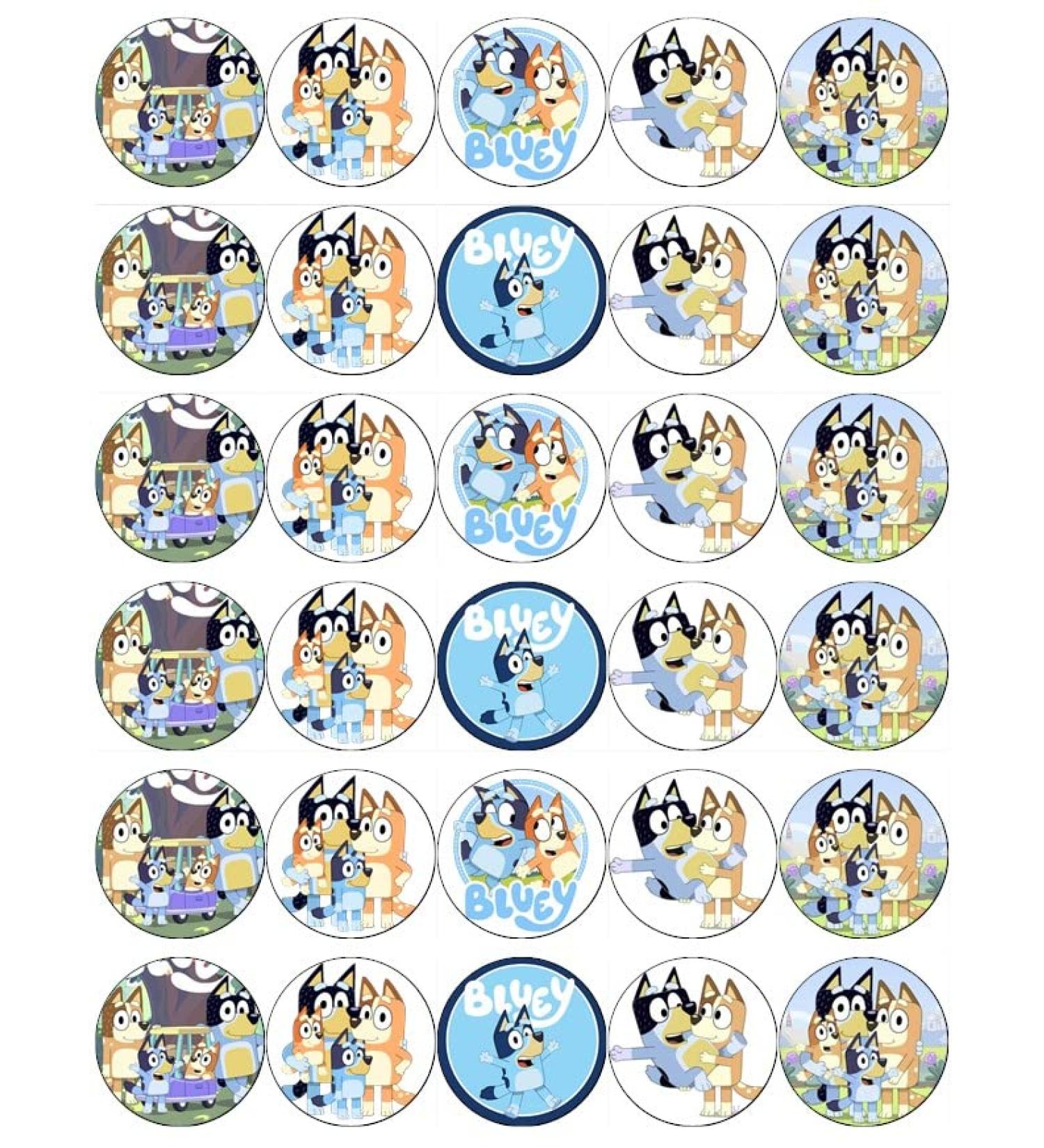 30 Bluey Family Cupcake Toppers Edible Wafer Paper Fairy Cake Toppers Birthday Cakes