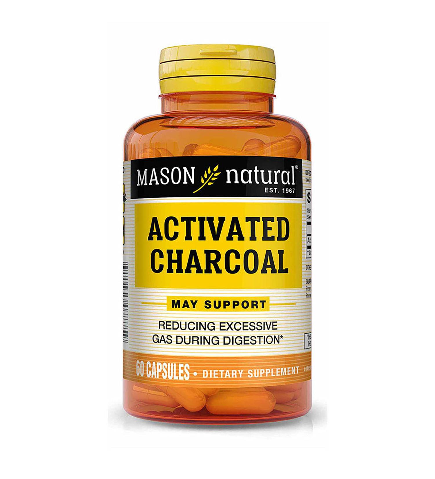 Mason Natural Activated Vegetable Charcoal 60 Capsules - Detox & Digestive Support - Buy Online on GoSupps.com