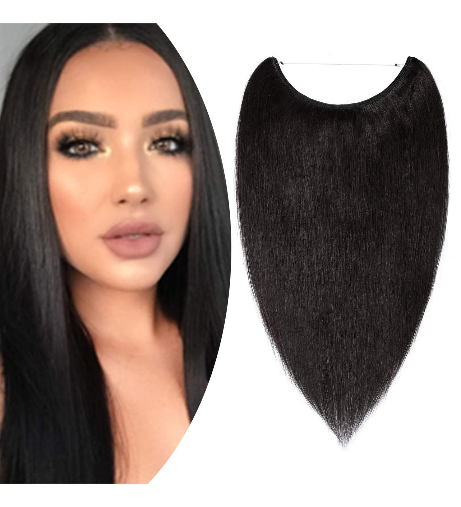 22" One Piece Wire in Human Hair Extensions #1B Natural Black (75g) - Buy Online on GoSupps.com