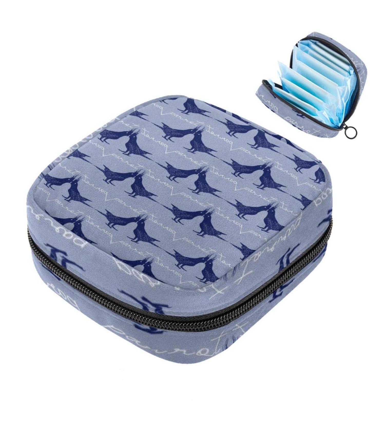 Shop Parrot Bird Pattern Menstruation Pad Bag with Zipper - Stylish Women's Napkin & Tampon Pouch for Girls - Buy Online on GoSupps.com