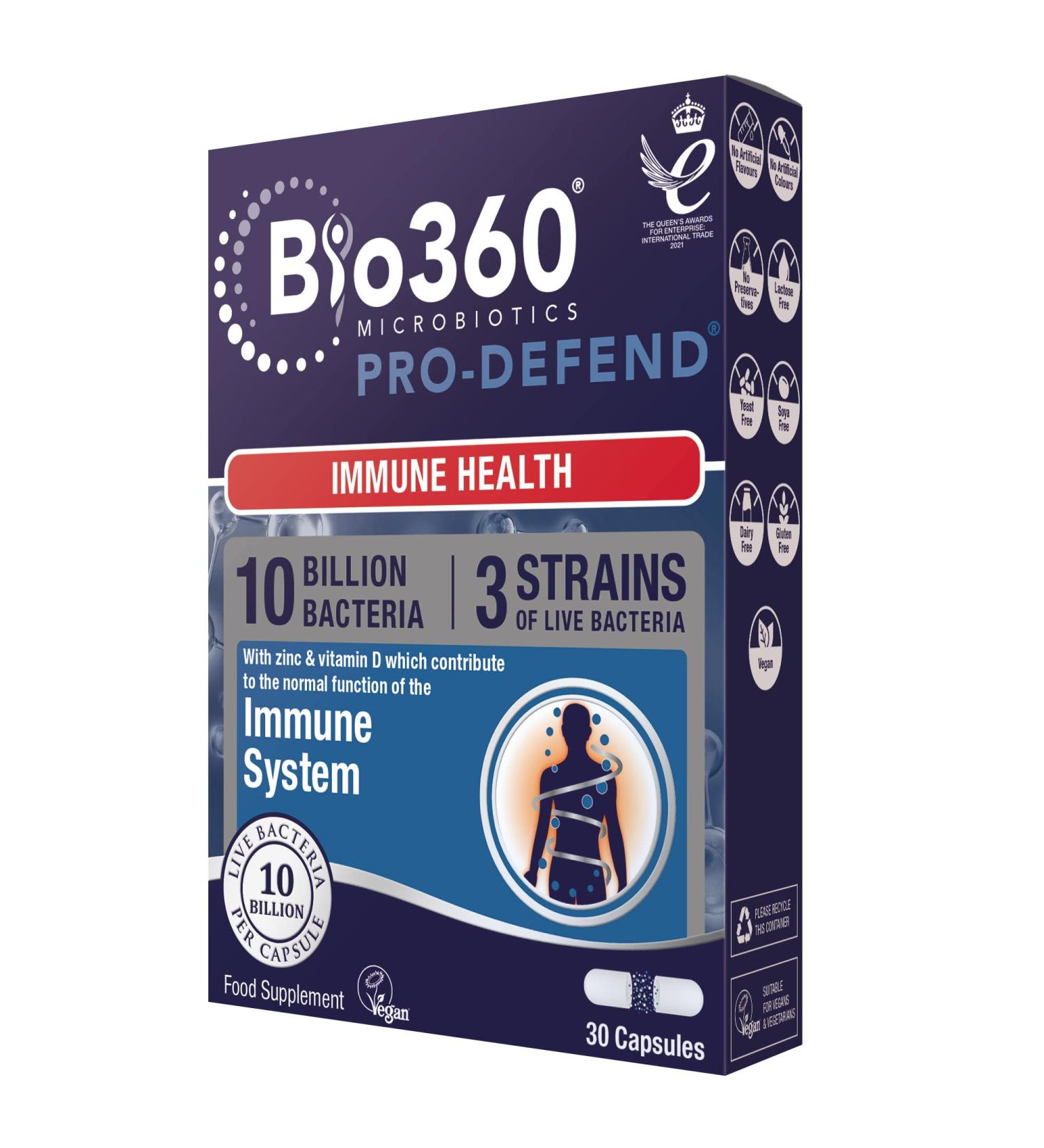Natures Aid Bio360 Pro-DEFEND (10 Billion Bacteria) Immune Health - 30 Capsules - Buy Online on GoSupps.com