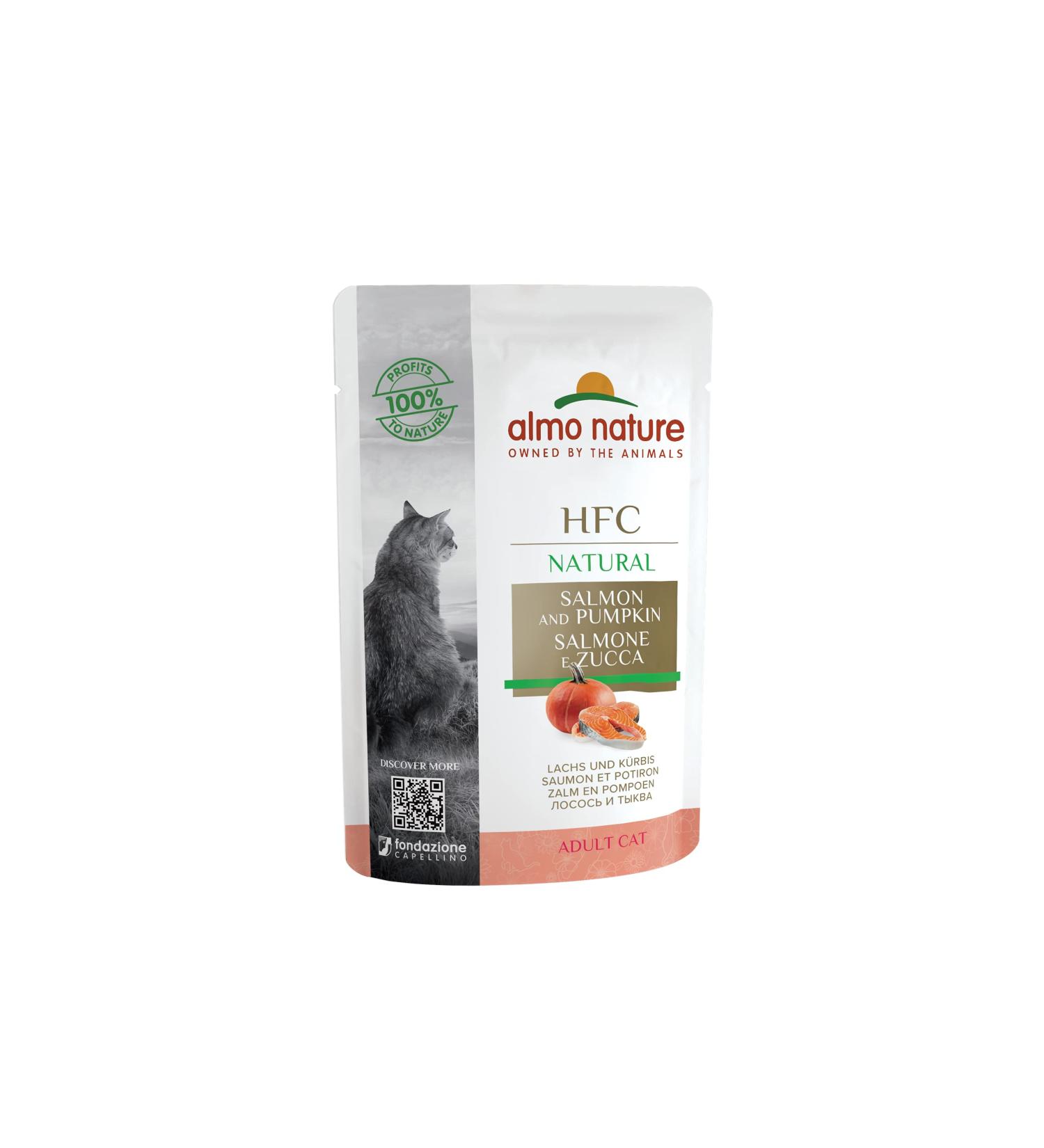 Almo Nature HFC Natural Wet Cat Food - Salmon & Pumpkin (24 x 55g) | Premium Grain-Free Cat Diet - Buy Online on GoSupps.com