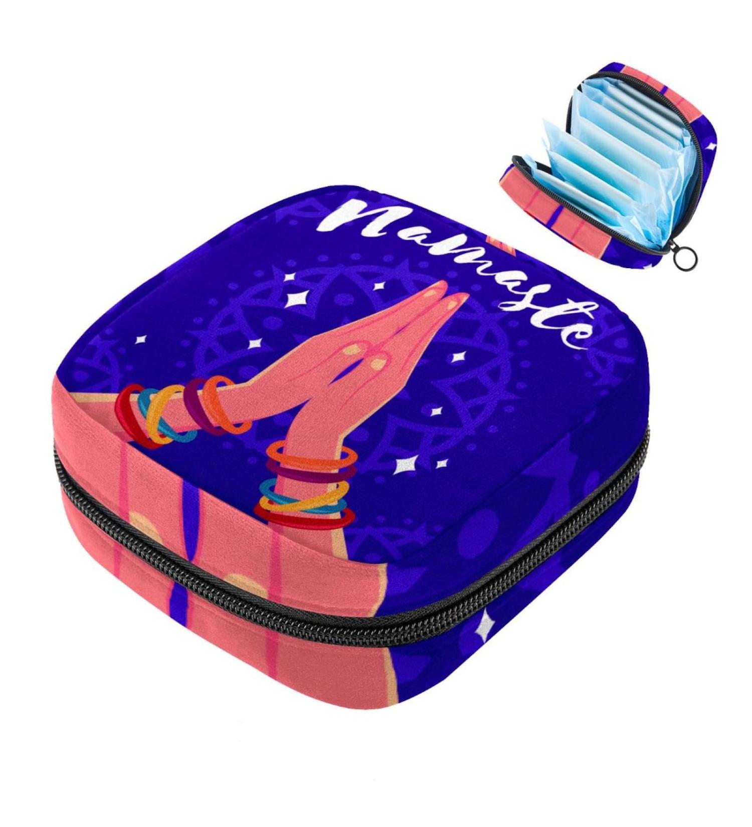 Portable Storage Bags for Women's Bandages & Menstrual Pads - Purple Mandala Design | Stylish & Functional for School & Office - Buy Online on GoSupps.com