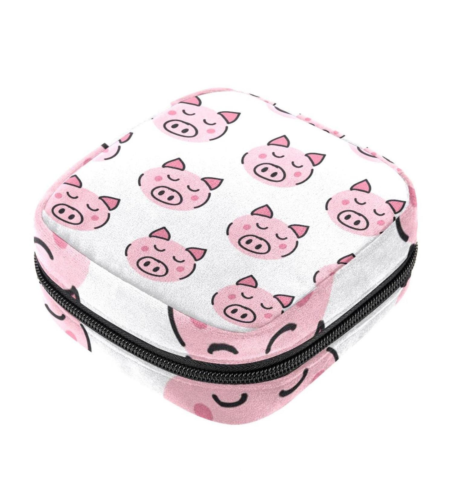 Menstrual Bag with Zipper for Women & Girls - Cute Pig Head Design | International Shipping Available - Buy Online on GoSupps.com