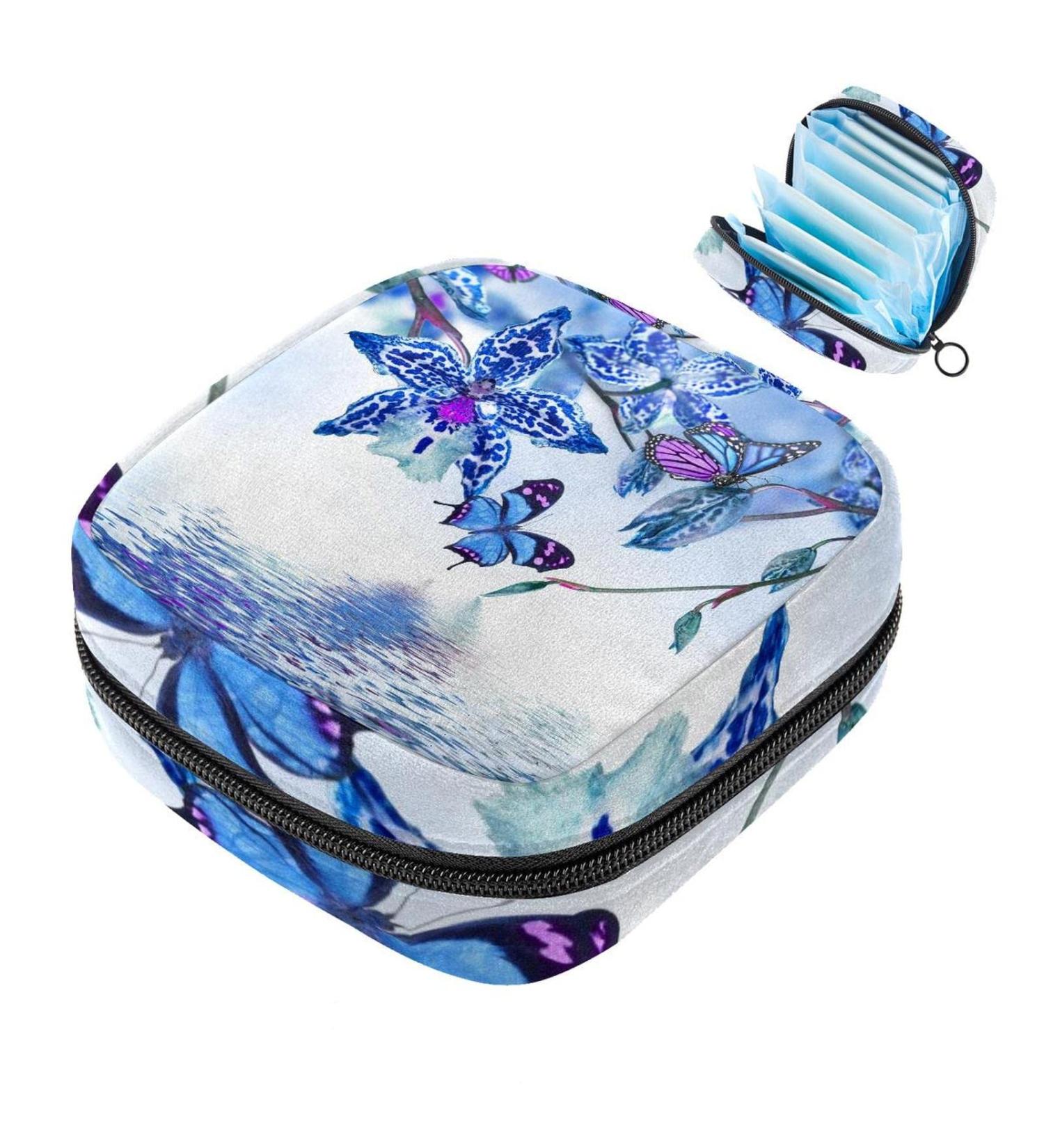 Floral Tropical Orchid Women's Napkin Storage Bag | Portable Menstrual Cup & Bandages Holder - Buy Online on GoSupps.com