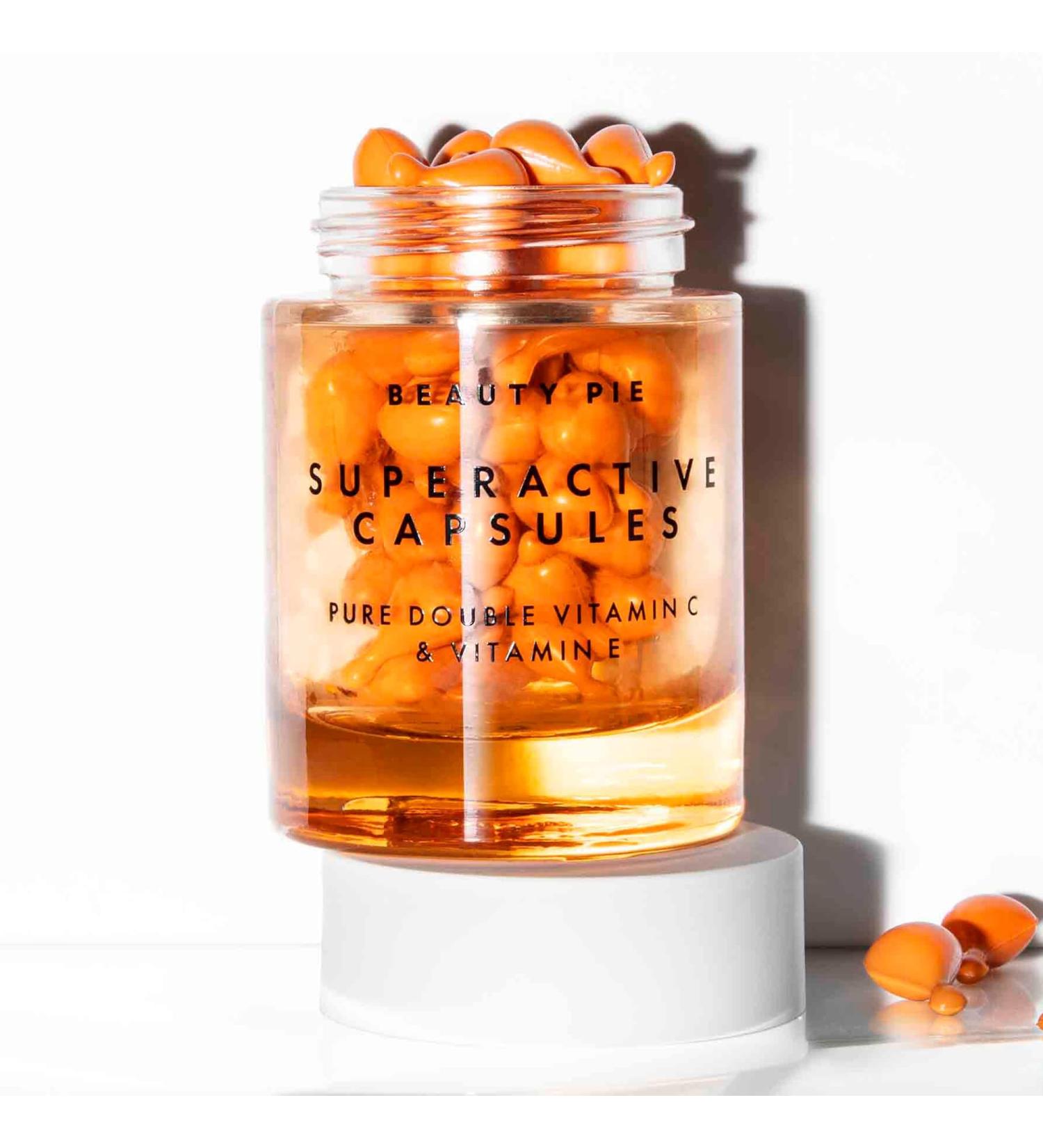 Beauty Pie Superactive Capsules Pure Double Vitamin C & Vitamin E Serum Brightening Firming Antioxidant One-Shot Capsules (60 Count) - Buy Online on GoSupps.com