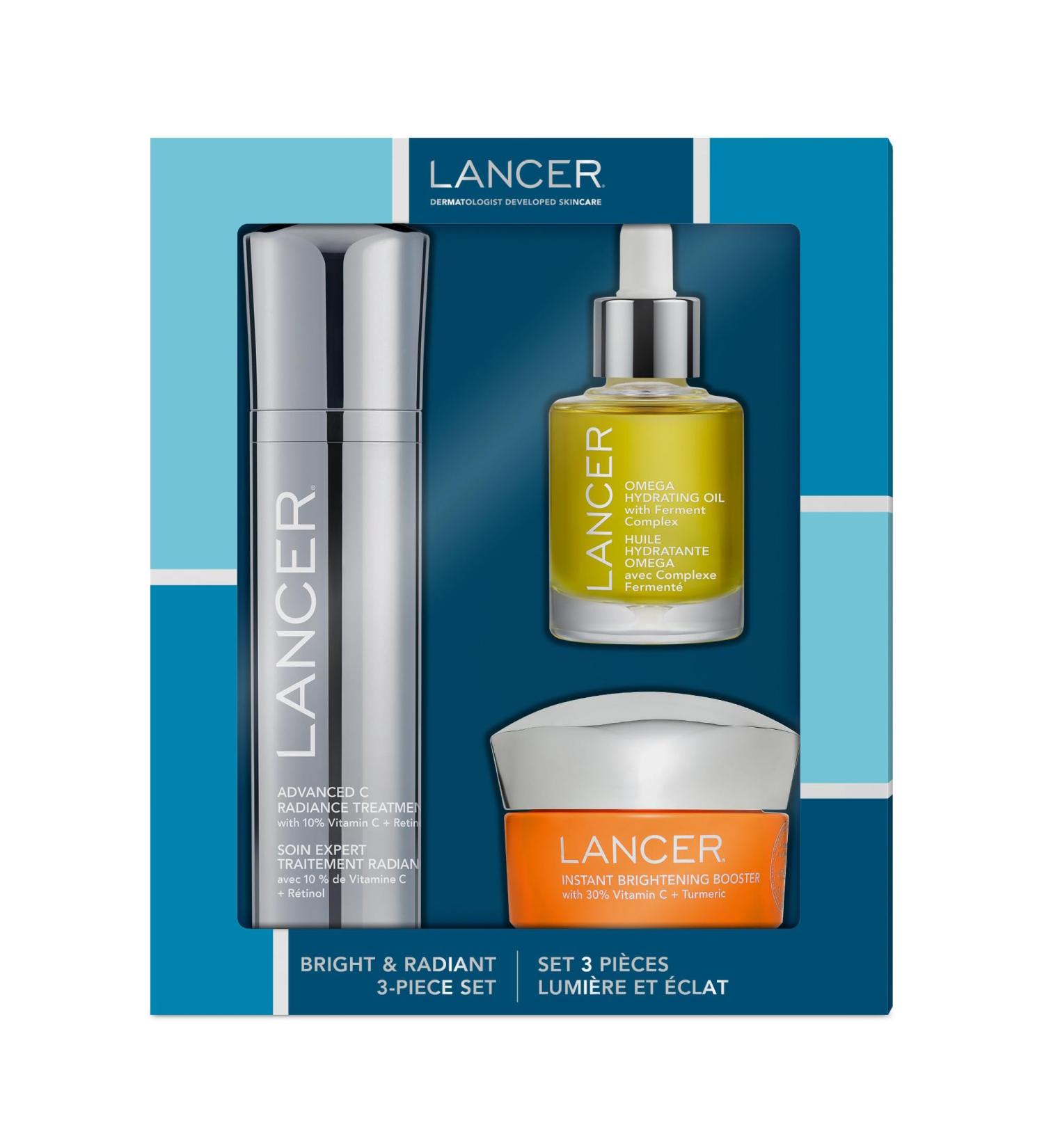 Lancer Skincare Bright & Radiant 3-Piece Set | Instant Brightening Booster Omega Hydrating Oil & Advanced C Radiance Treatment for Glowing Skin - International Shipping Available - Buy Online on GoSupps.com