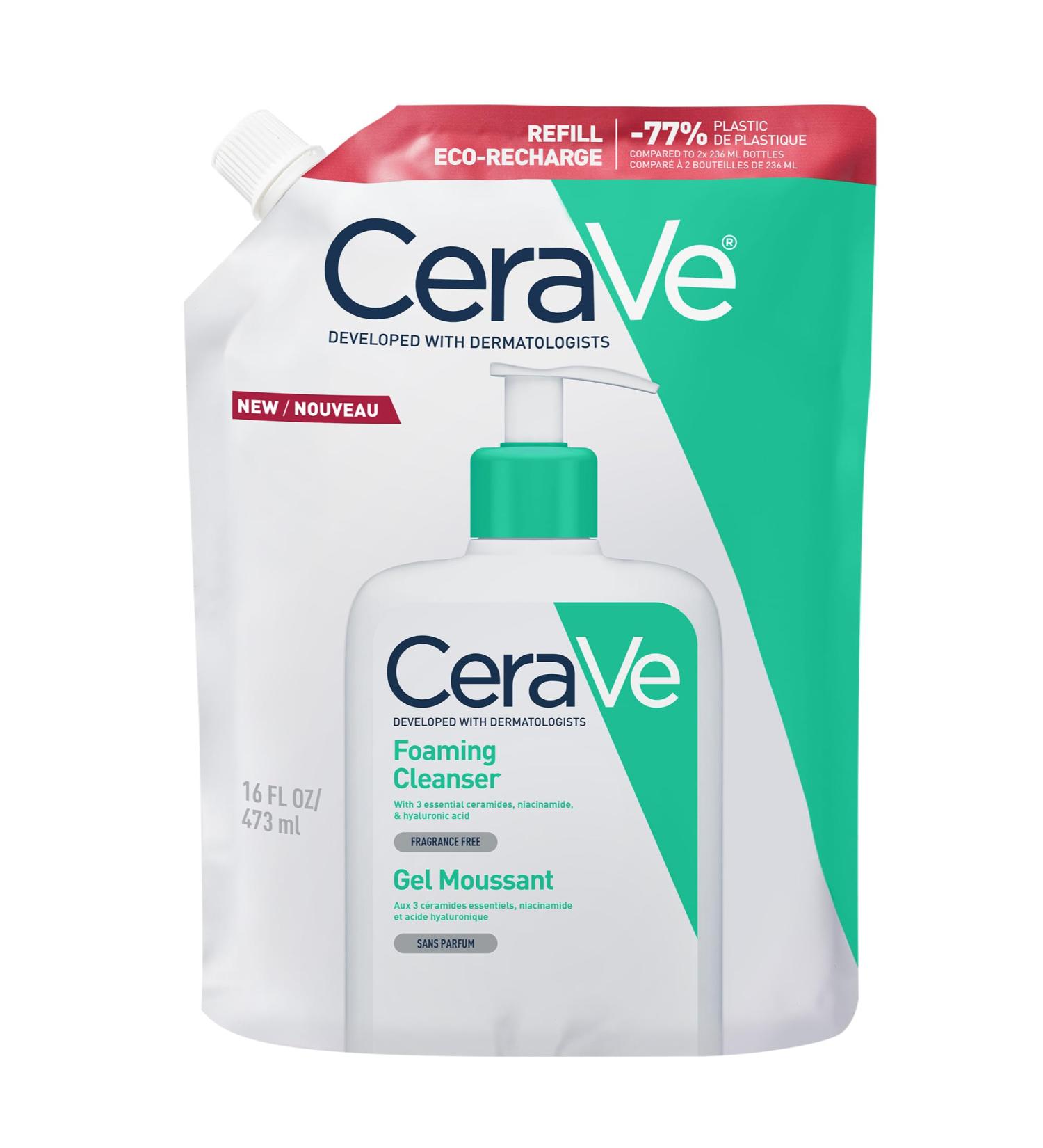 CeraVe - Gel Moussant - Nettoie et Elimine l'Exc s de S bum Sans Alt rer la Barri re Cutan e - Acide Hyaluronique C ramides et Niacinamide - Peau Normales Grasses Eco-Recharge Gel Moussant 473ml - Buy Online on GoSupps.com