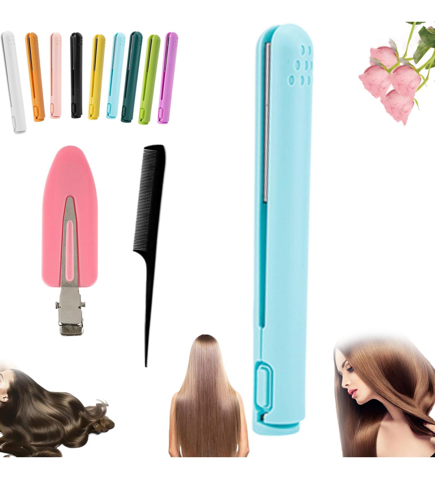 Mini Dual-Purpose Curling Iron Cordless 2 in 1 Mini Dual Purpose Curling Iron Cordless Mini Curling Iron for Short Hair Portable Travel Curling Wand for Women (Blue) - Buy Online on GoSupps.com