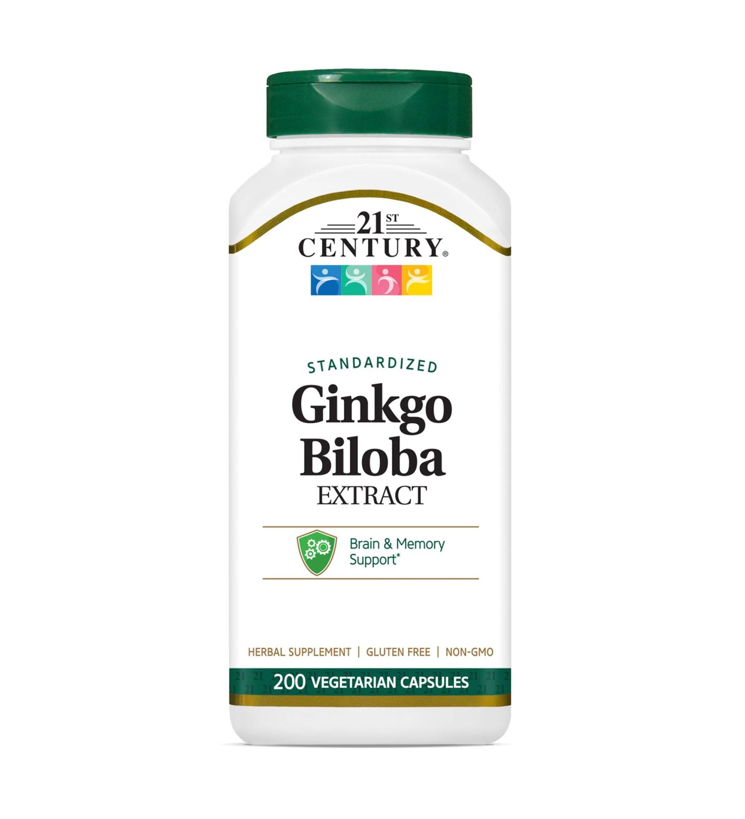 21st Century Ginkgo Biloba Extract 200mg - Standardized Vegetarian Capsules (200 Count) - Buy Online on GoSupps.com