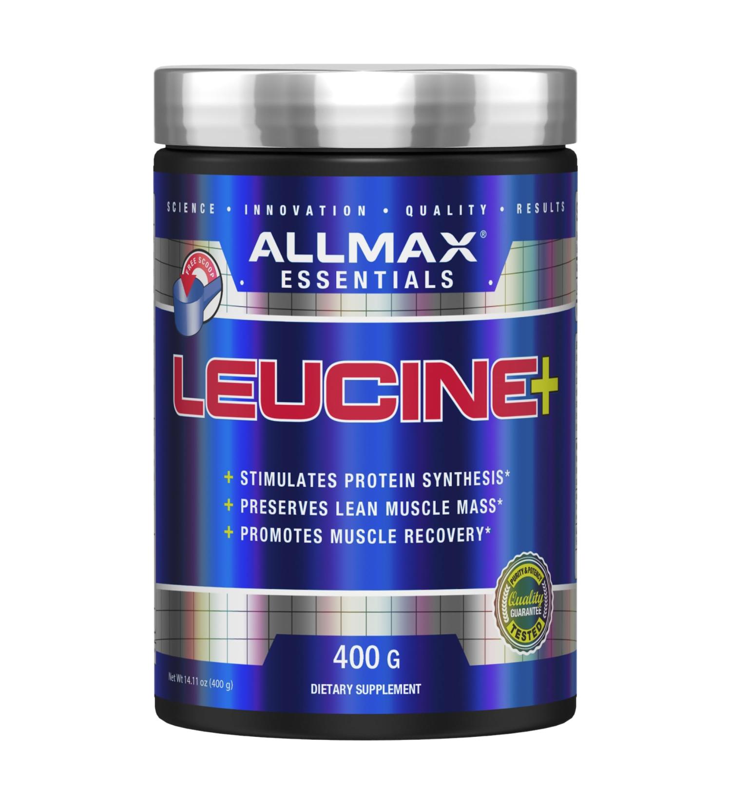 ALLMAX Leucine 400g - Boost Protein Synthesis Preserve Lean Muscle & Enhance Recovery - 80 Serve Best for Muscle Growth - Buy Online on GoSupps.com