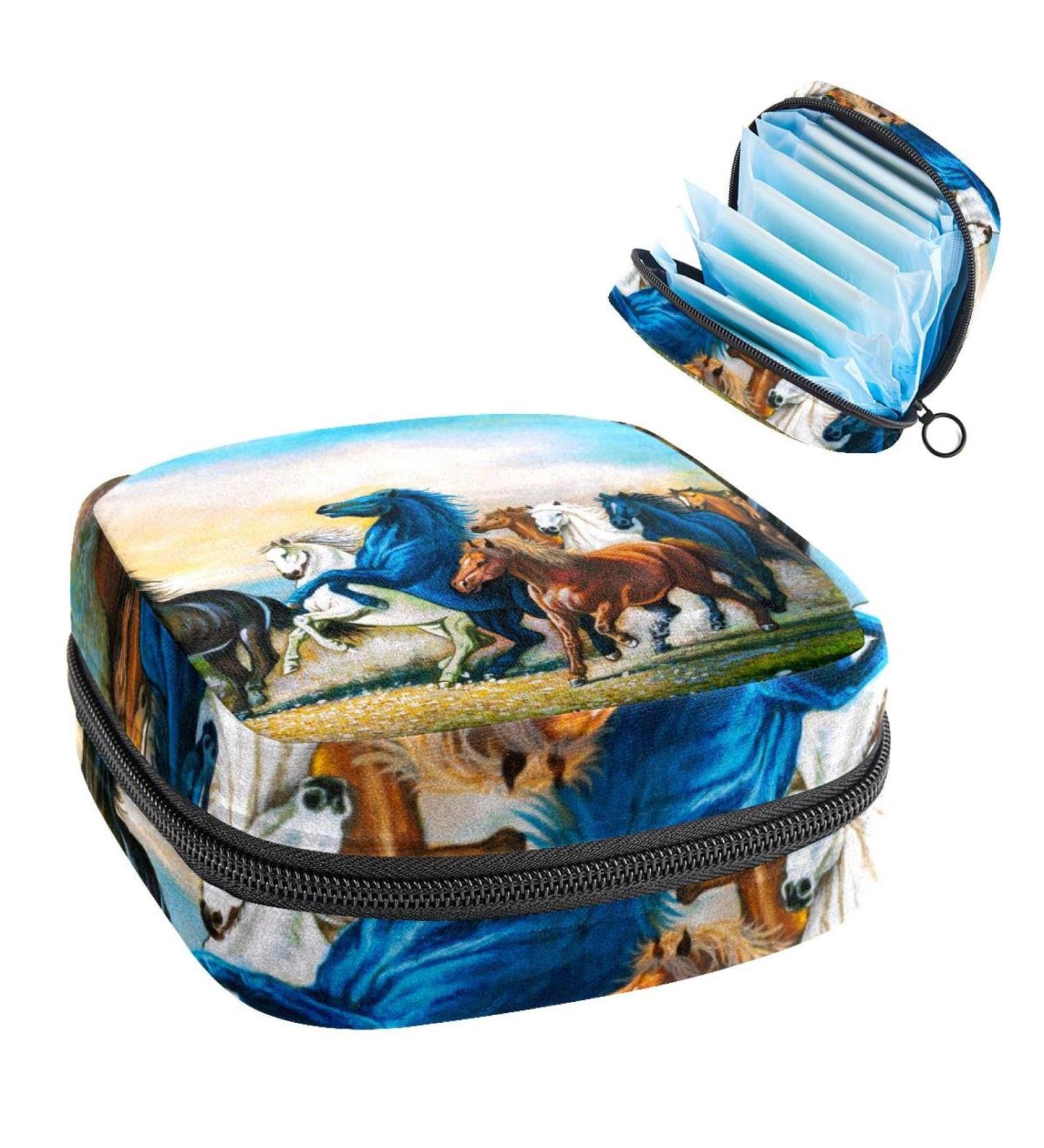 Women's Bonds Storage Pockets Stillpad Keeper - Portable Horse Pattern Period Kit Bag for Women & Girls | Feminine Product Organizer - Buy Online on GoSupps.com