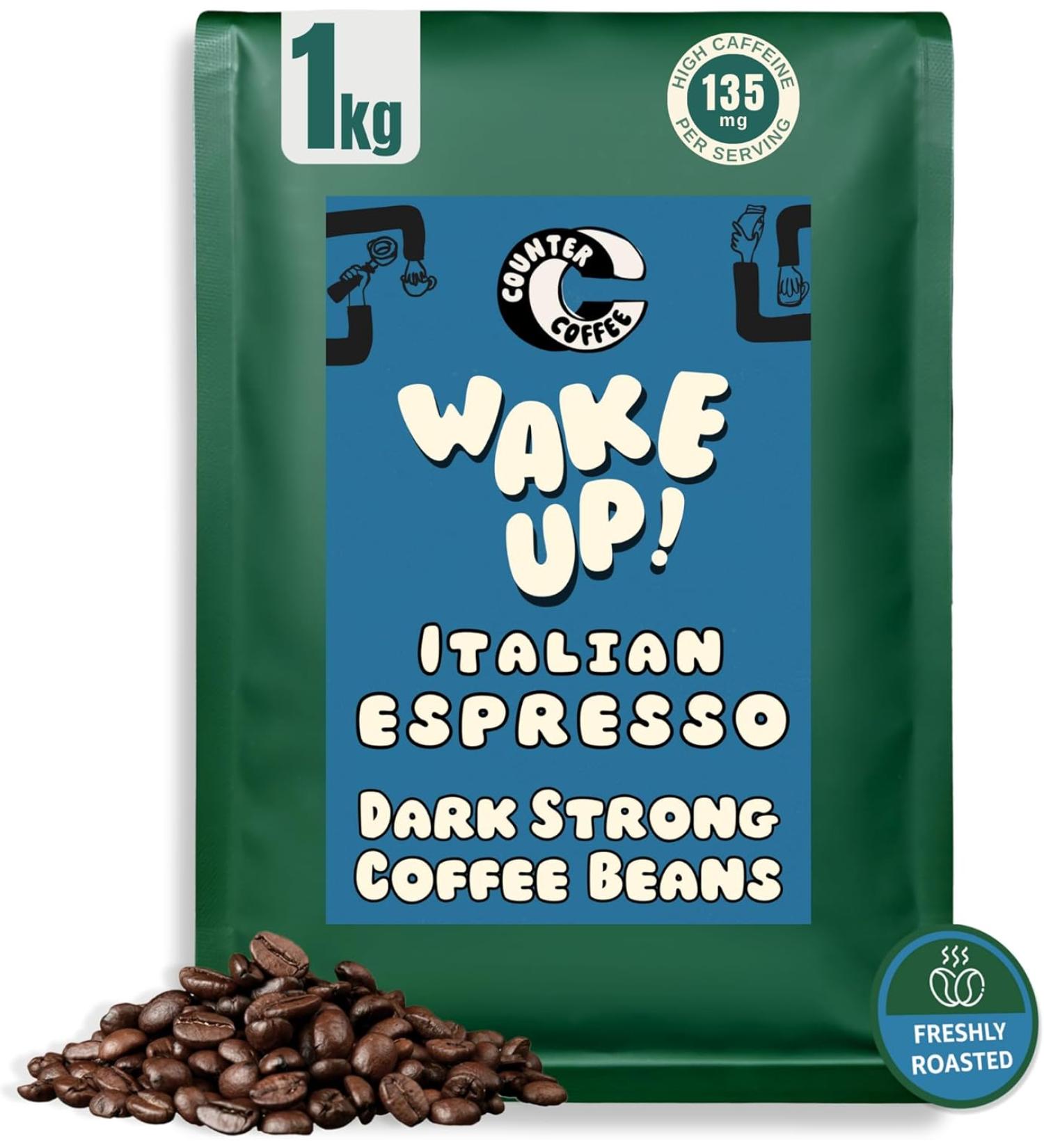 Counter Coffee | Italian Espresso Coffee Beans 1KG Dark Roast Strong Flavour Whole Coffee Beans  - Buy Online on GoSupps.com