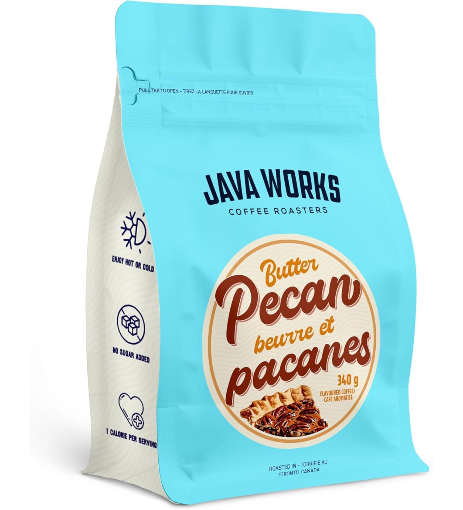 Java Works Coffee - Butter Pecan Flavoured Coffee | 340 grams | Medium Roast | Whole Bean Butter Pecan 340 g (Pack of 1) - Buy Online on GoSupps.com