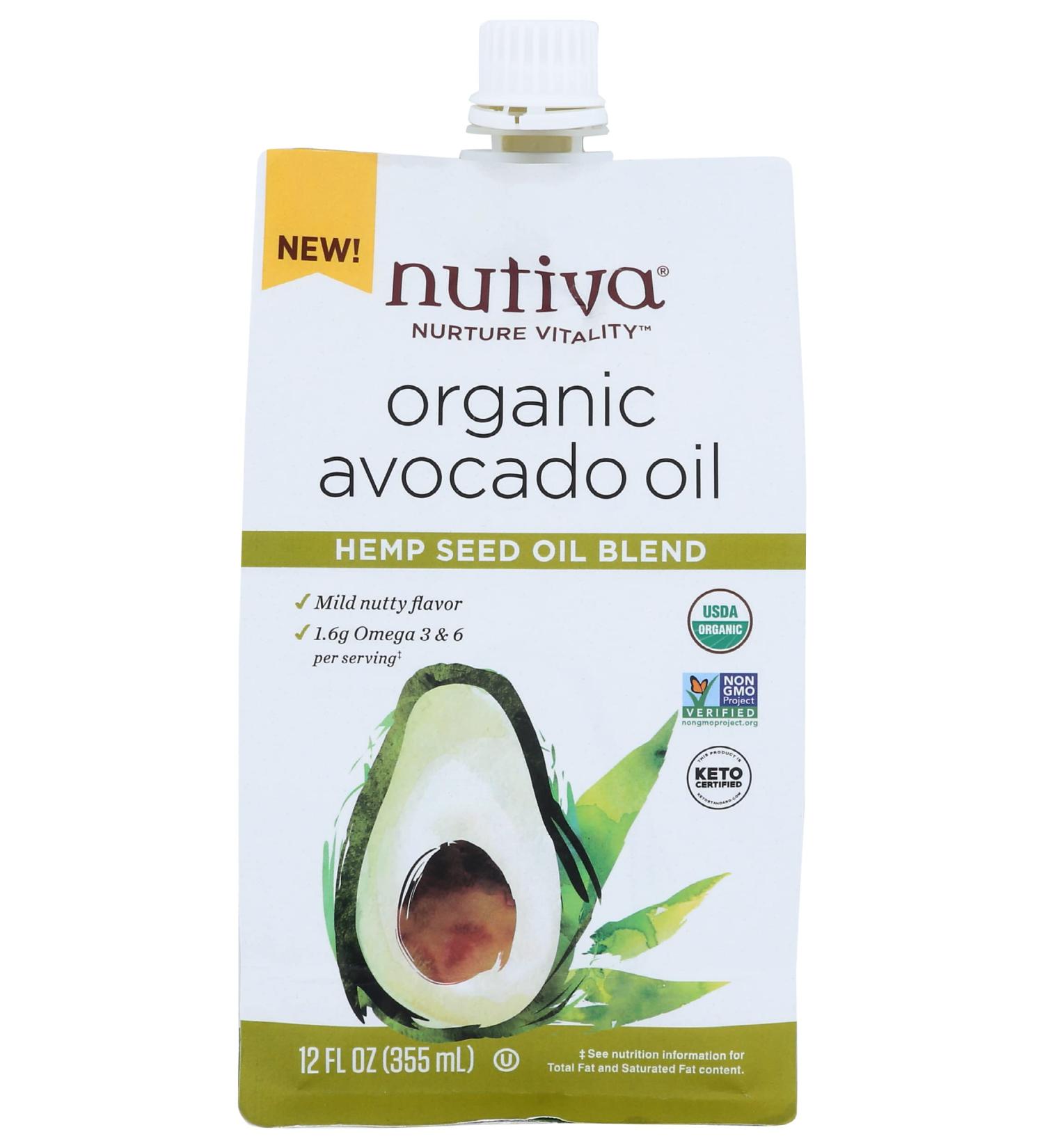 Nutiva Organic Avocado Oil 12 fl oz - Cold-Pressed & Pure | Healthy Cooking Oil - Buy Online on GoSupps.com