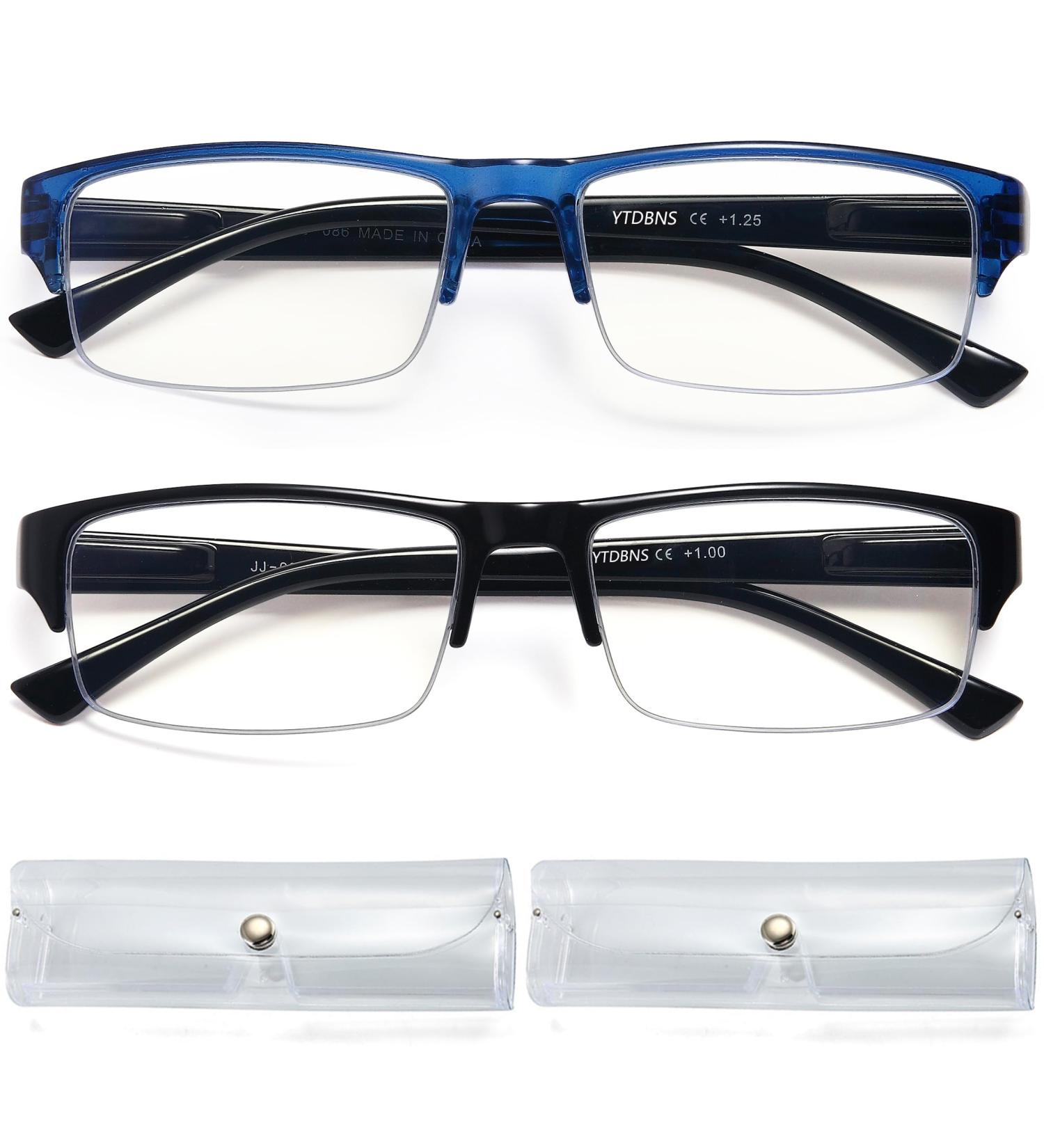 2 Pack Blue Light Blocking Reading Glasses - Semi Rimless Computer Eyewear for Men & Women - Spring Hinge Readers 2.75 - Buy Online on GoSupps.com