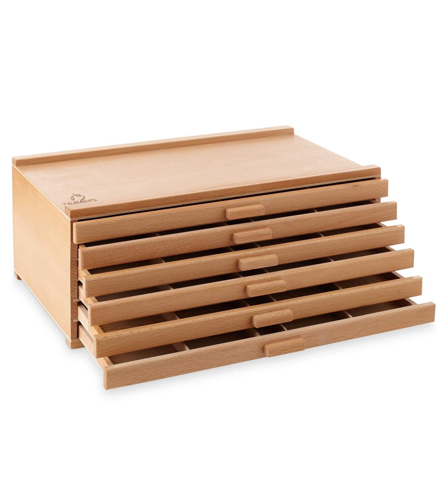 7 Elements 6 Drawer Wooden Artist Storage Supply Box for Pastels  Pencils  Pens  Markers  Brushes and Tools 6-Drawer - Buy Online on GoSupps.com