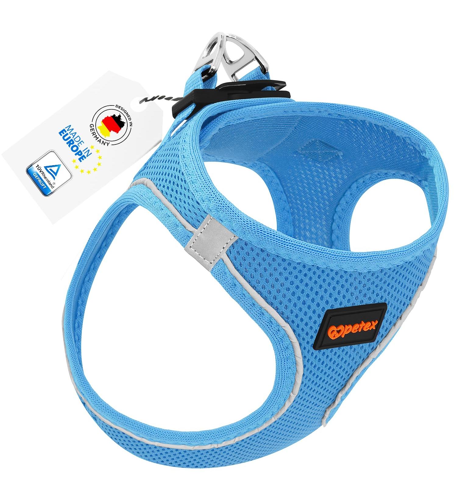 Petex Dog Harness for Small & Medium Dogs - TUV Tested Made in Europe Reflective & Breathable with Air Mesh - Stylish Blue XS for Puppies - Buy Online on GoSupps.com