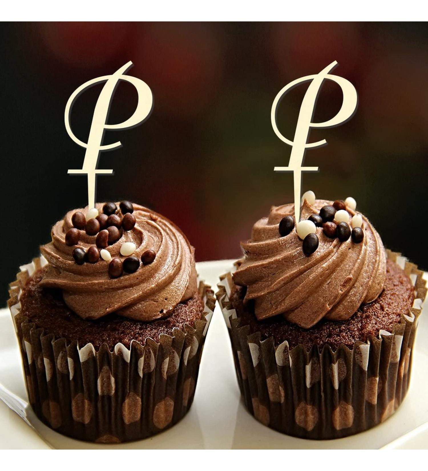Monogram Letter P Cupcake Toppers Initial Single Letter Name For Wedding Anniversary Cake Decorations Romantic Wreath Floral Personalized 26Letters Birthday Gifts 6PCS Style-13 - Buy Online on GoSupps.com