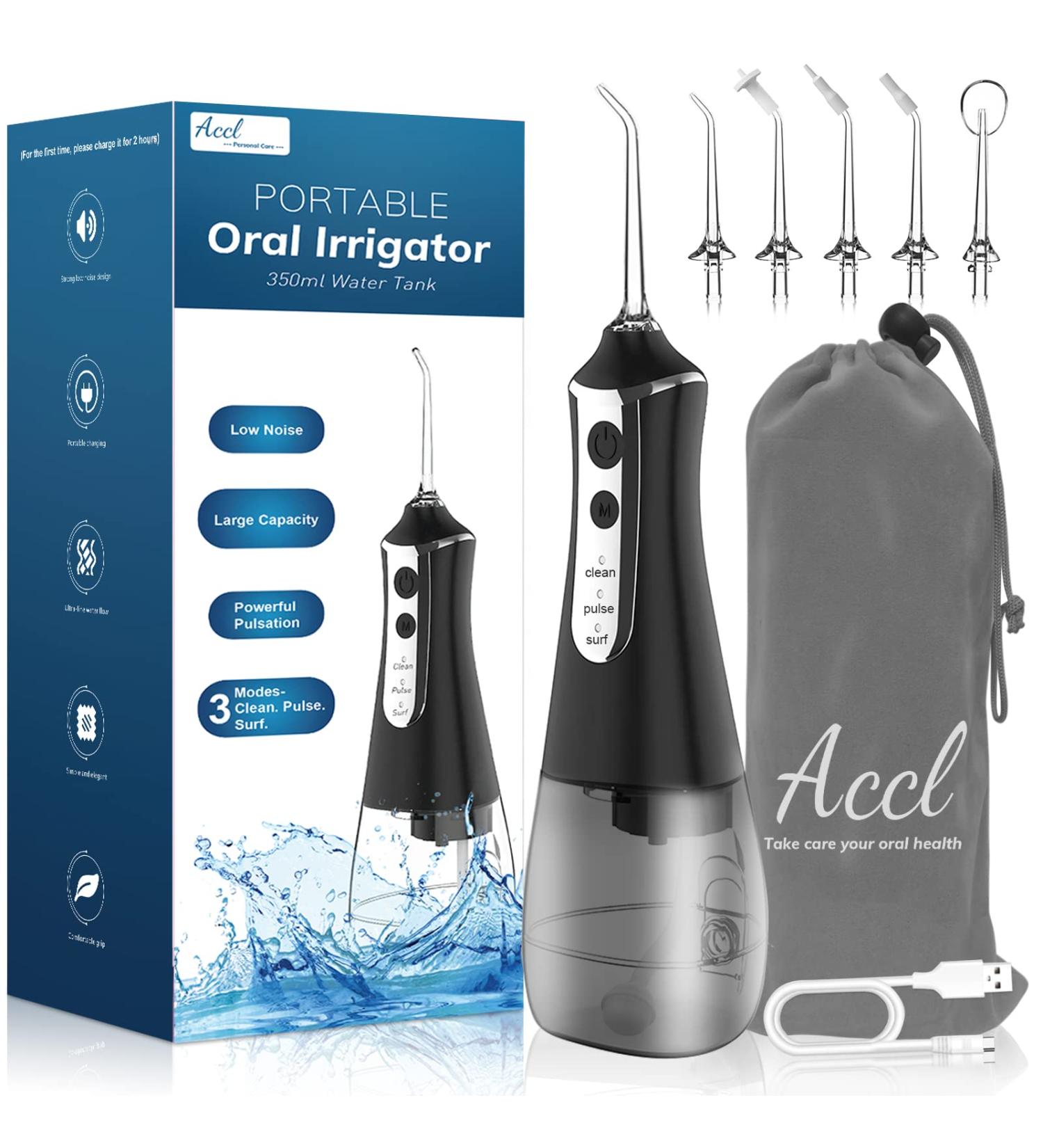 Portable Cordless Water Dental Flosser - Rechargeable IPX7 Teeth Cleaner for Travel & Home - Powerful Dental Oral Irrigator for Braces Care - Grey - Buy Online on GoSupps.com