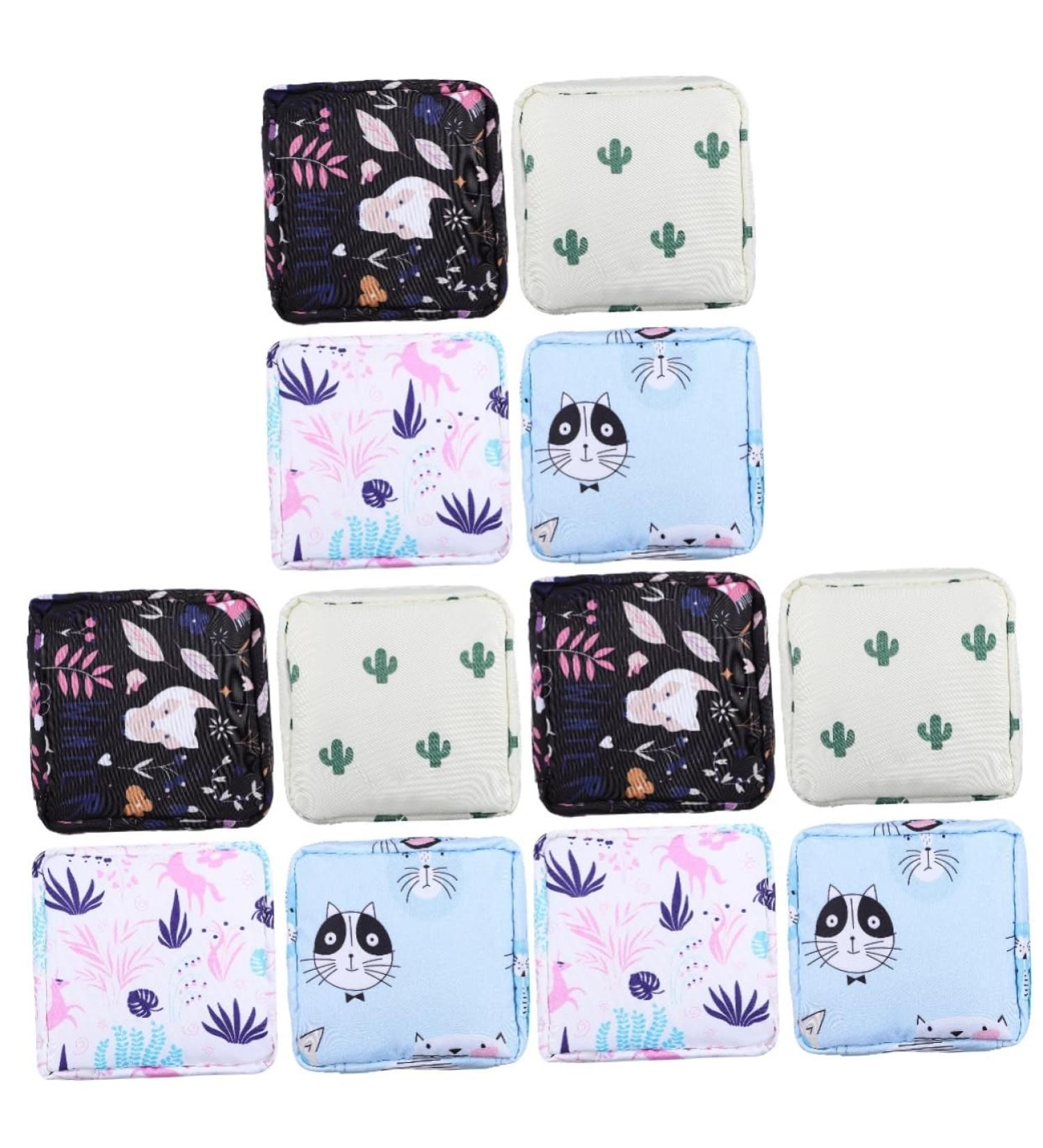 Period Bag 12-Piece Gift Set with Portable Holder - Storage Pouch for Liners, Pads, Tampons - Decorative Zipper Pouches - Great for Travel and Nursing - 3 Medium Pads Included - Buy Online on GoSupps.com