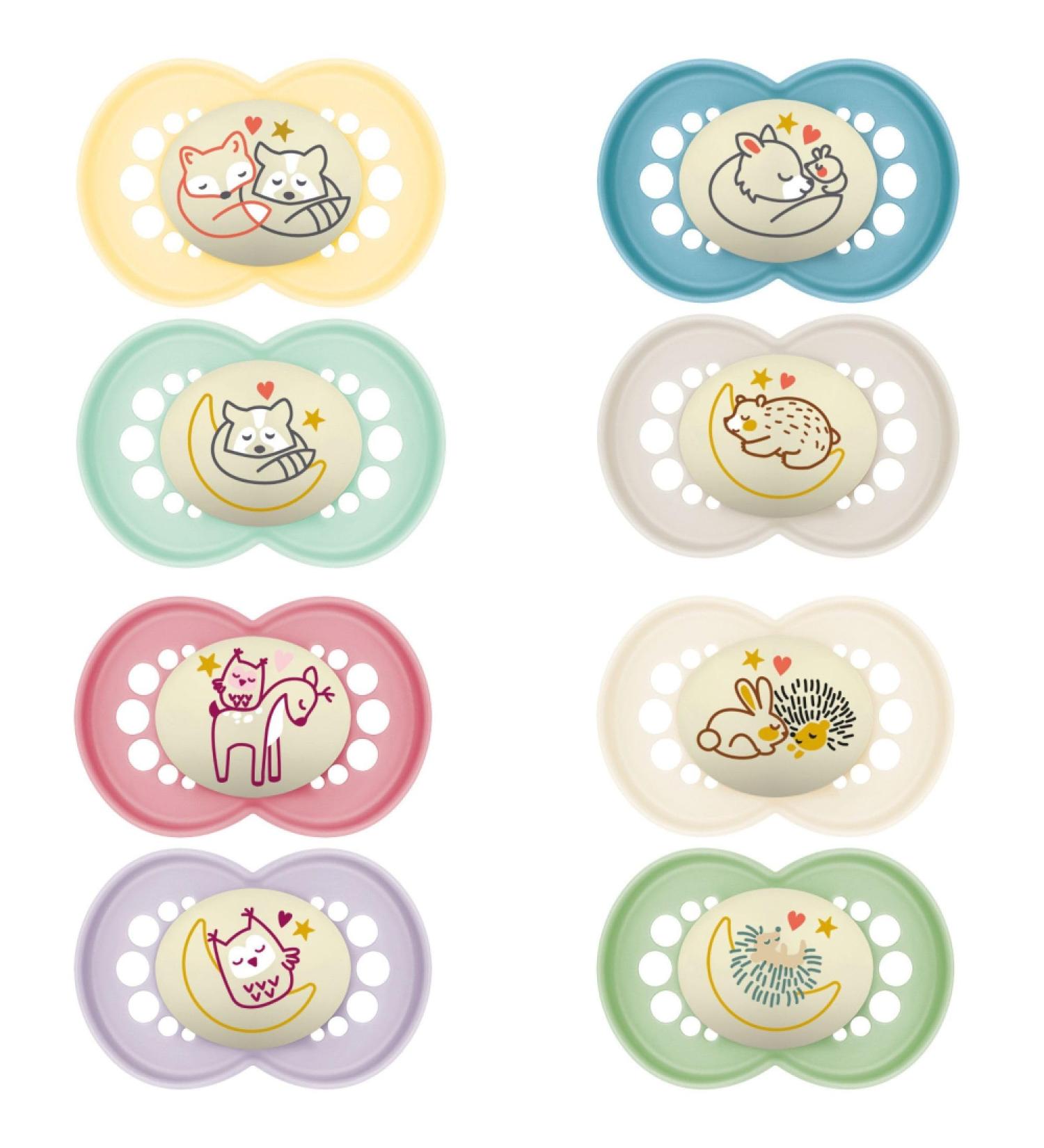 MAM Original Night Pacifier for 18+ Months - 2 Pack Silicone - Phosphorescent Anatomical Design with Sterilization Box - International Shipping Available - Buy Online on GoSupps.com